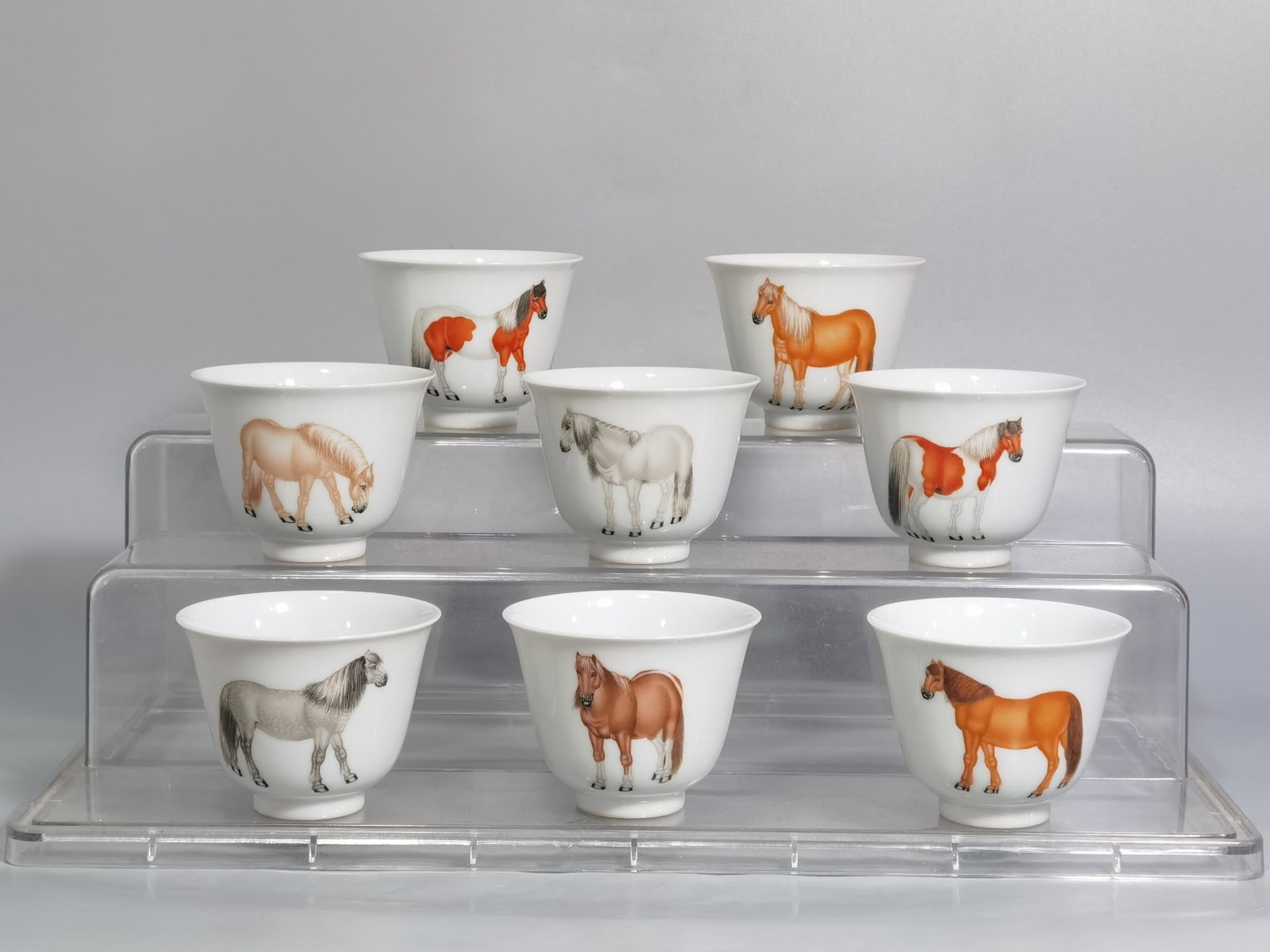 A Set of Fine Enamel Horse Pattern Cups (1 of 9)