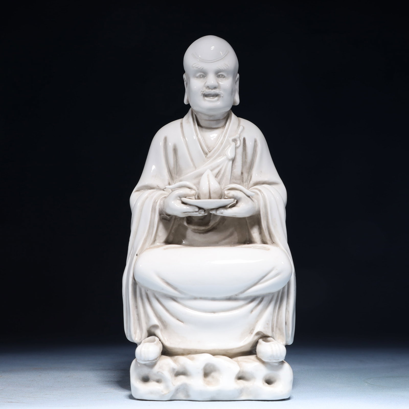 A Solemn Blance-De-Chine Statue of Dharma (1 of 5)