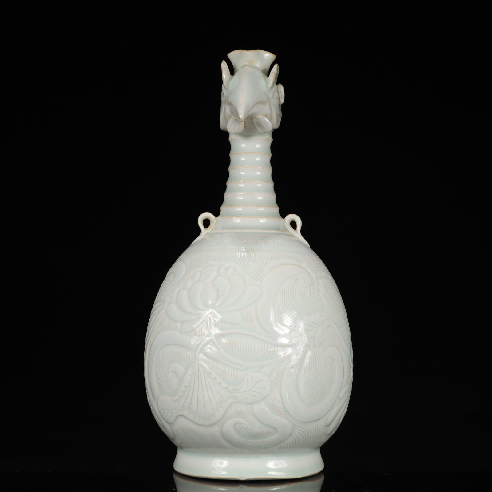 A Rare Ding yao Lotus Pattern Phoenix-Headed Vase - 5