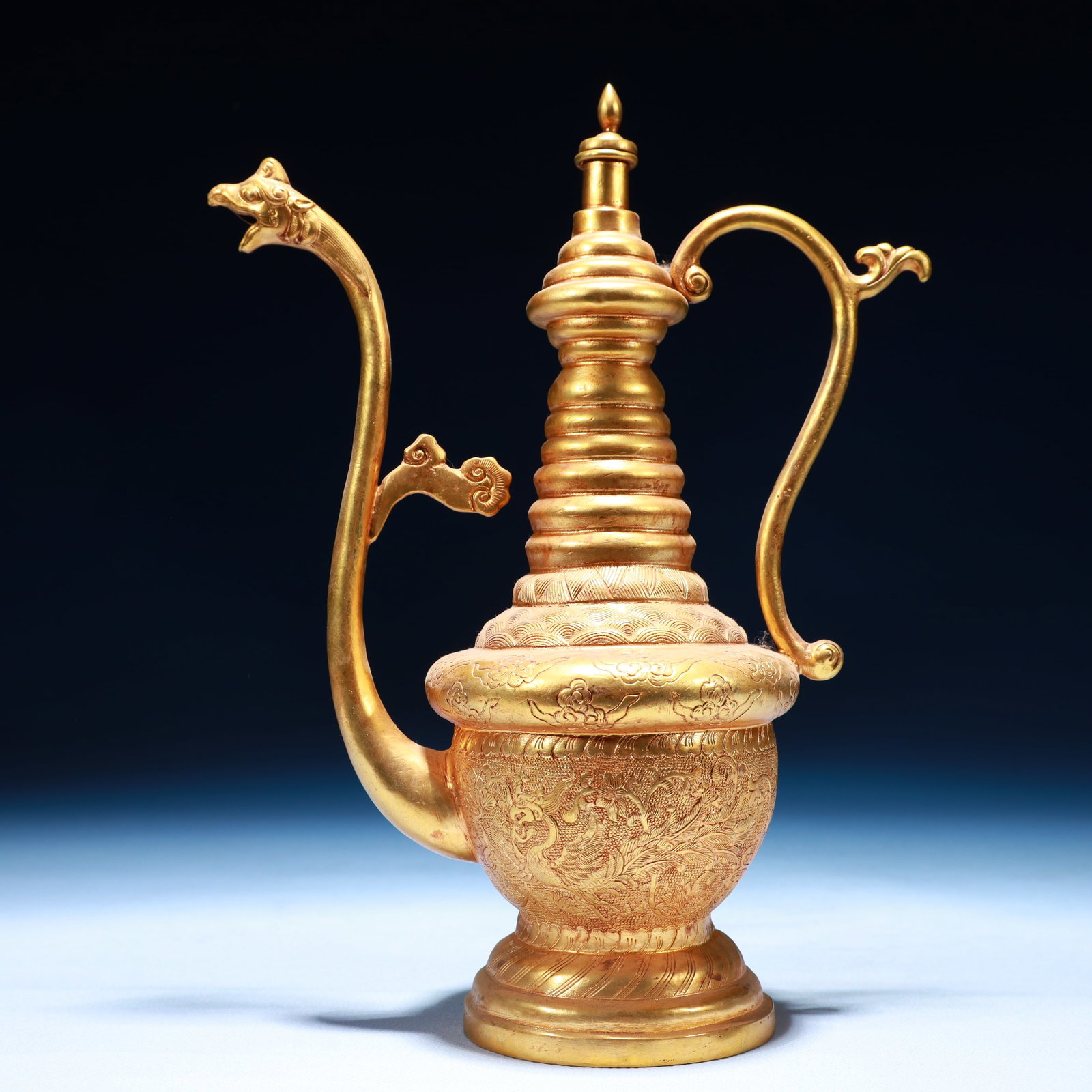 An Exquisite Gilt Bronze Phoenix Pattern Ewer - 7