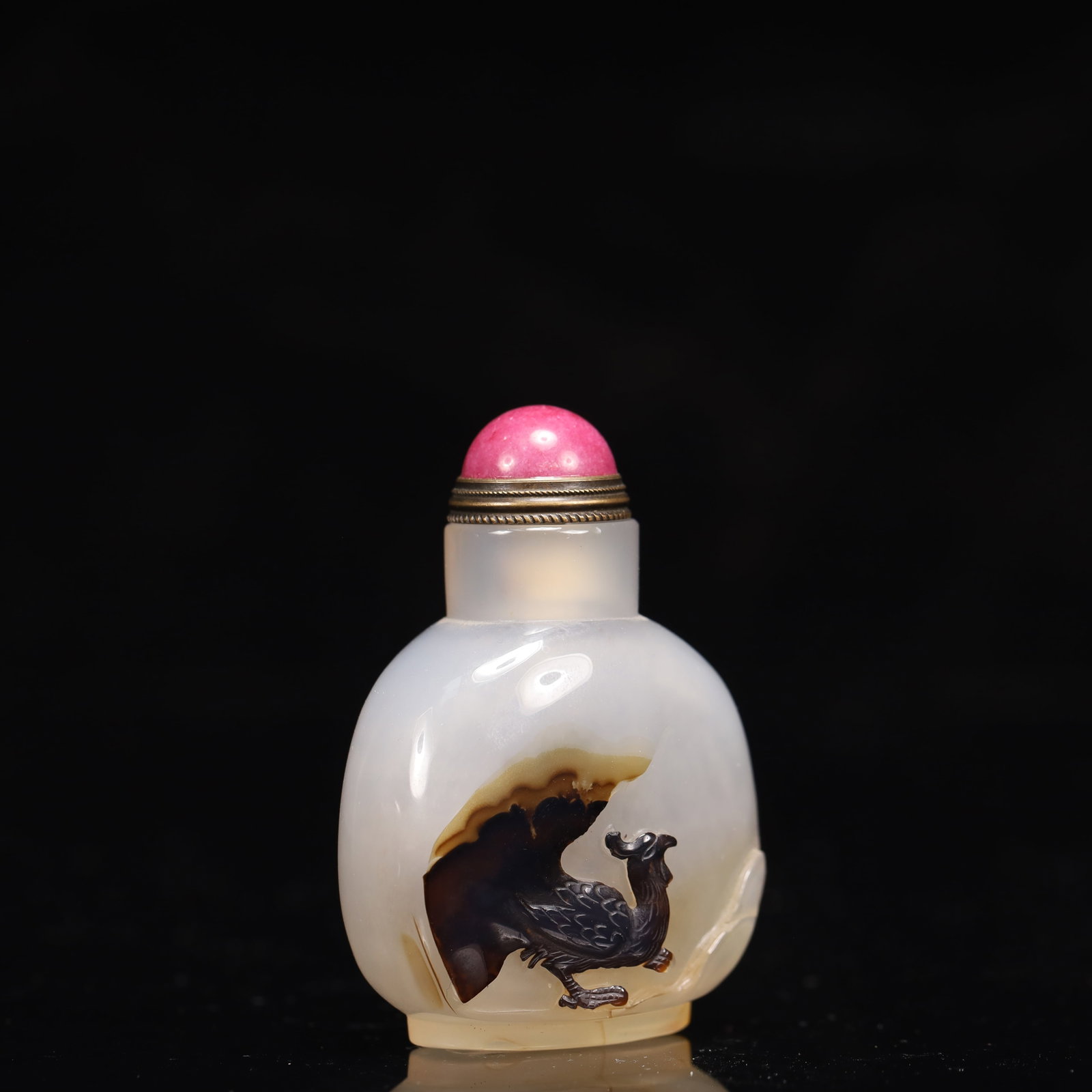 An Exquisite Agate Rooster Pattern Snuff Bottle - 3