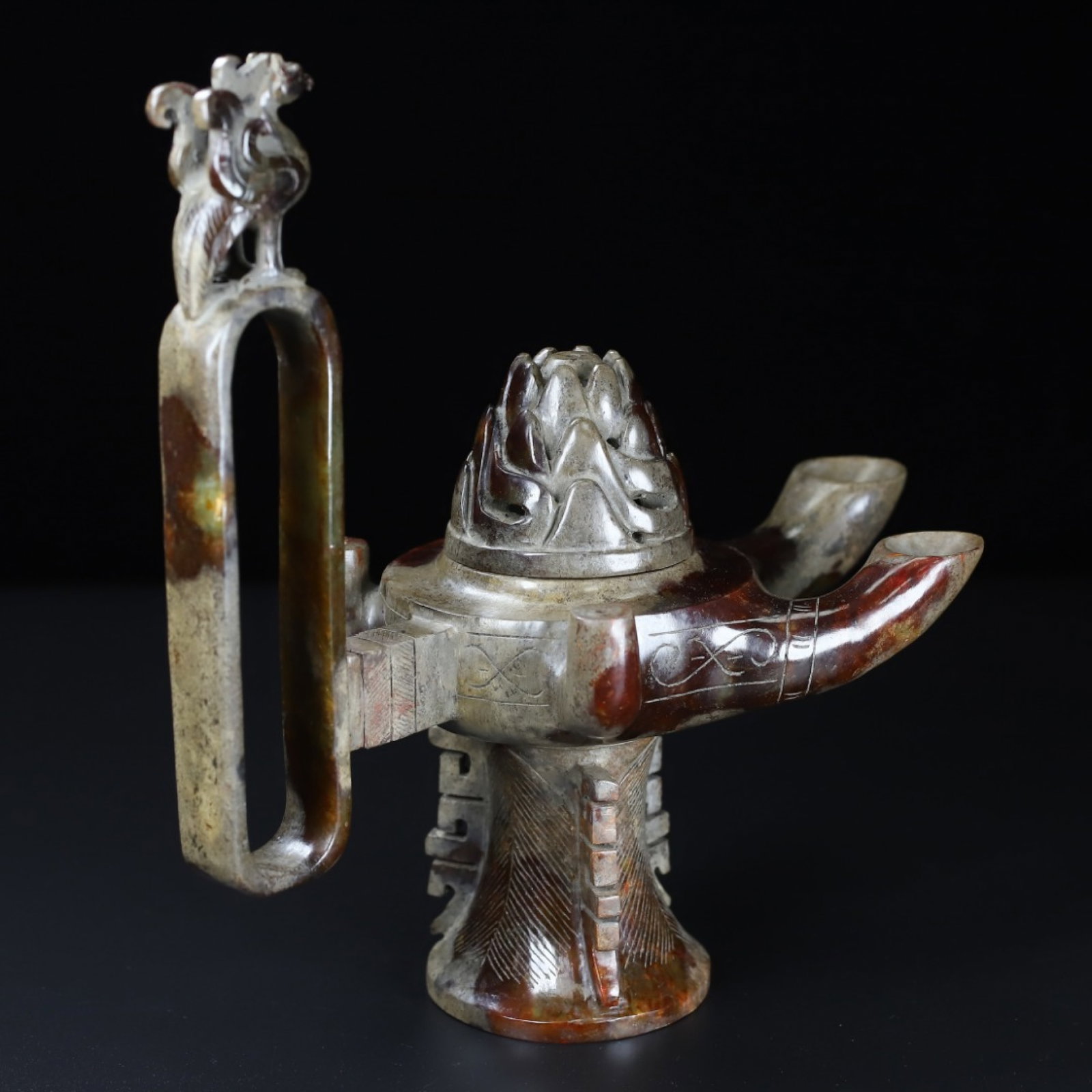 An Exquisite Archaic Jade Phoenix Pattern Censer - 6