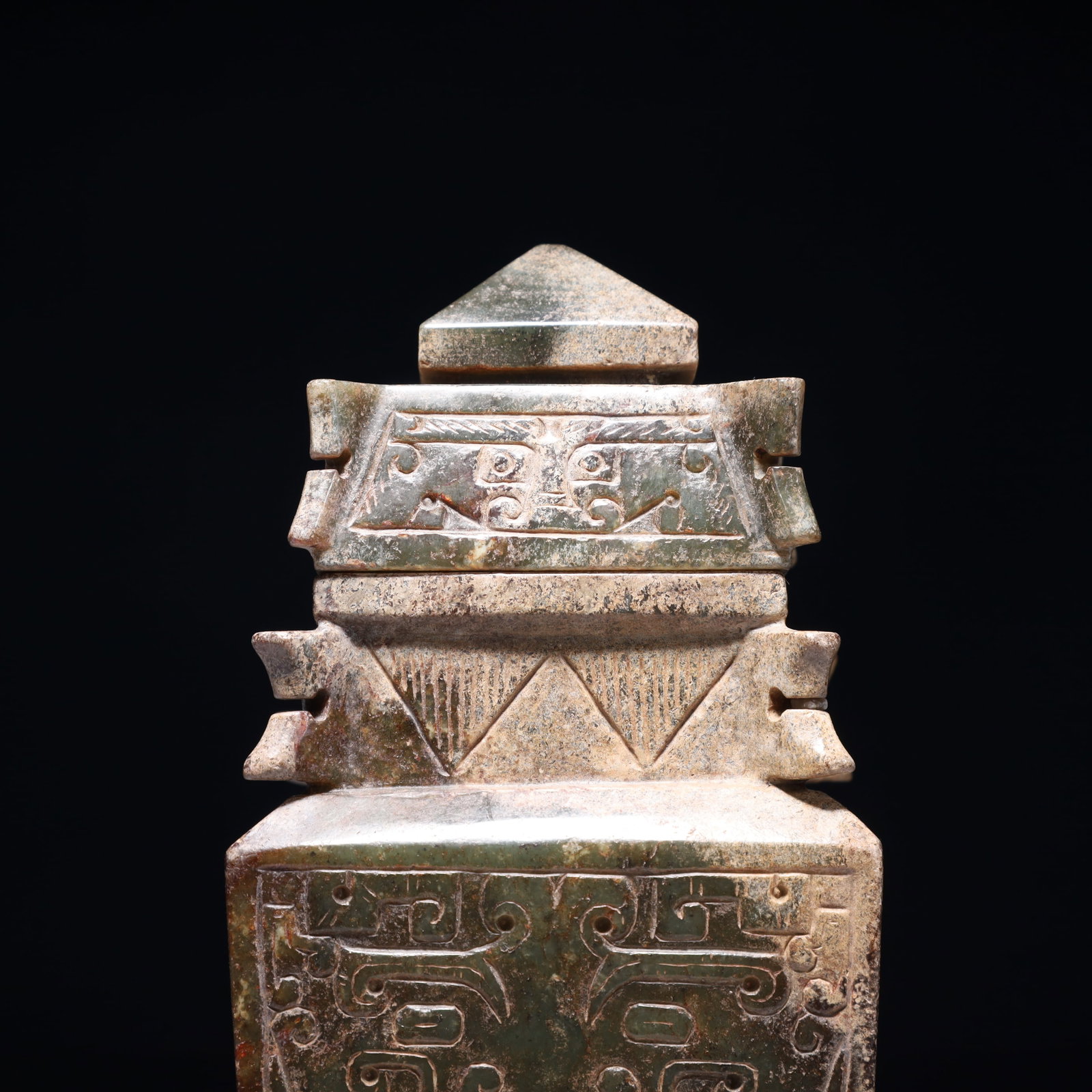An Archaic Archaic Jade Beast-Face Pattern Bottle - 2