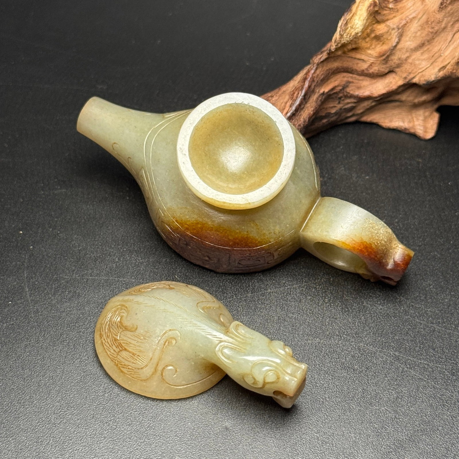 An Exquisite White Jade Dragon Pattern Pot - 6