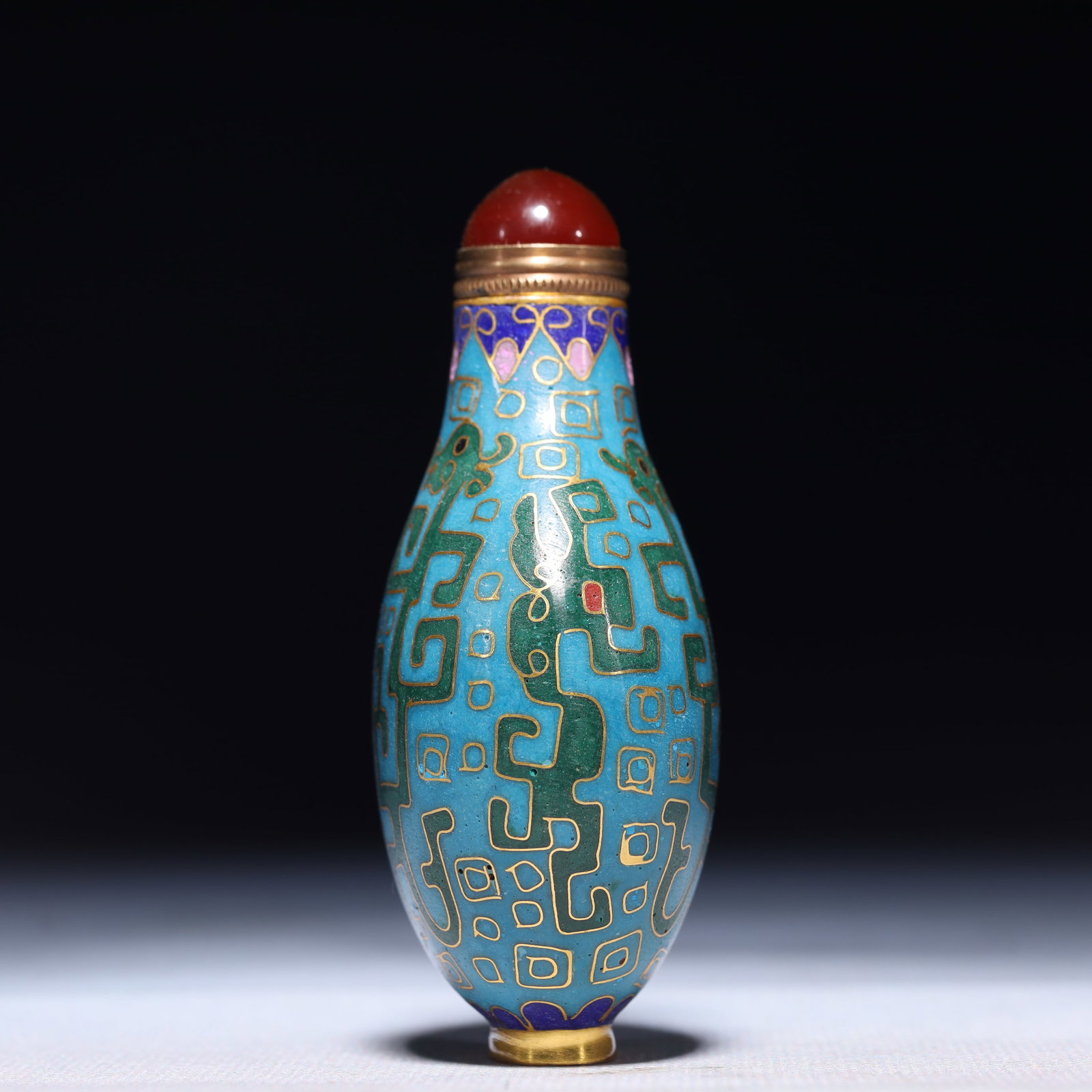 An Exquisite Cloisonne Chi-Dragon Pattern Snuff Bottle - 3