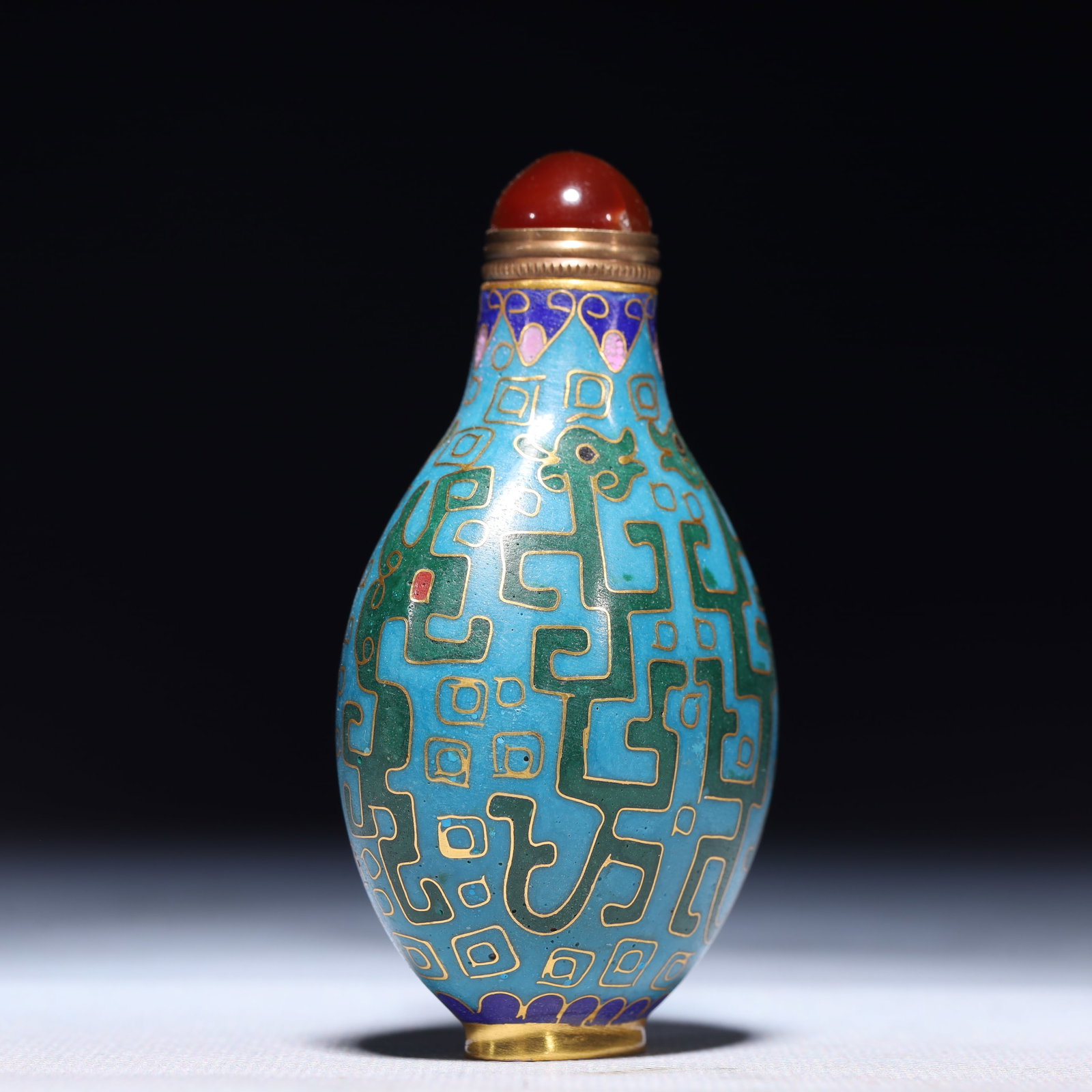 An Exquisite Cloisonne Chi-Dragon Pattern Snuff Bottle - 4