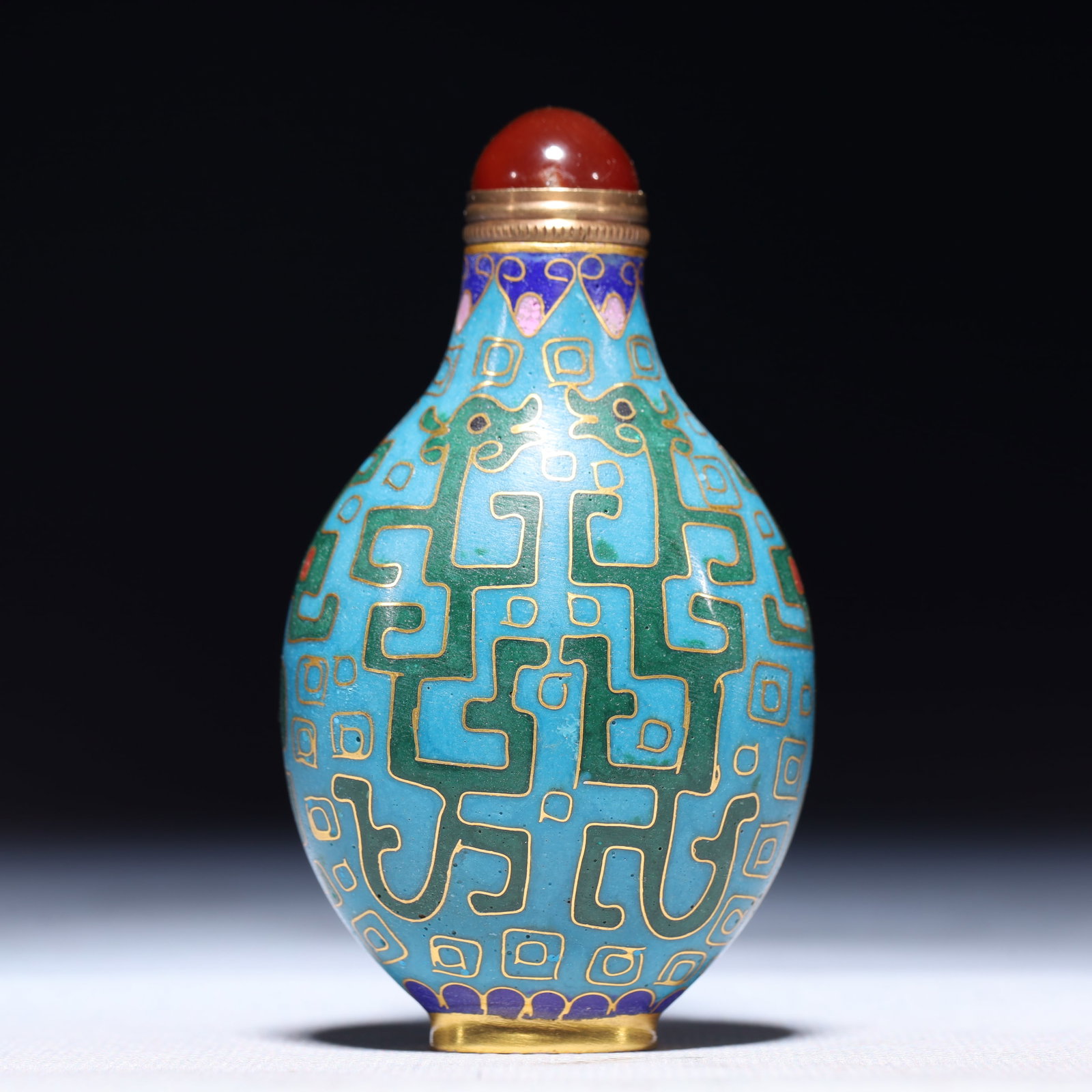 An Exquisite Cloisonne Chi-Dragon Pattern Snuff Bottle - 5