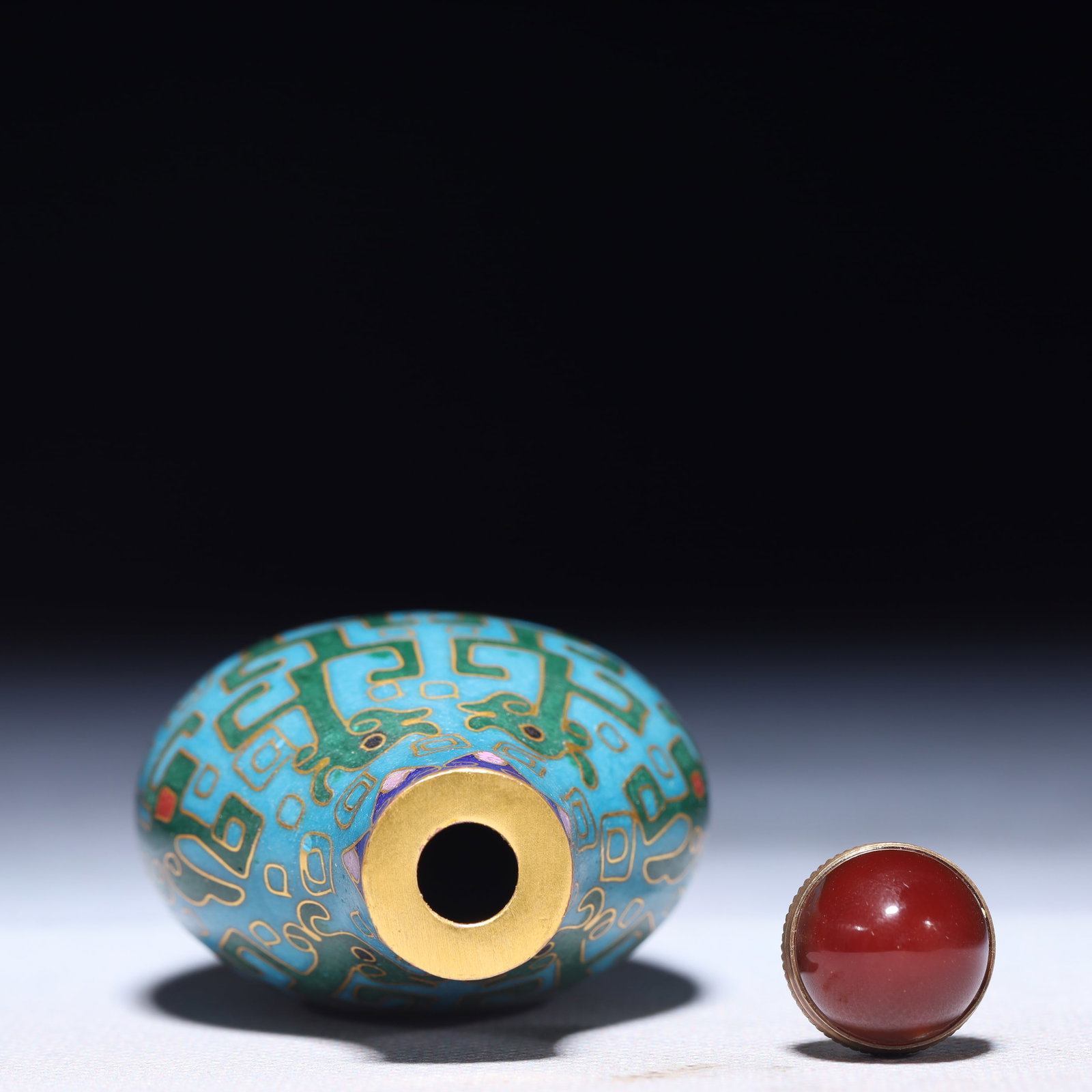 An Exquisite Cloisonne Chi-Dragon Pattern Snuff Bottle - 7