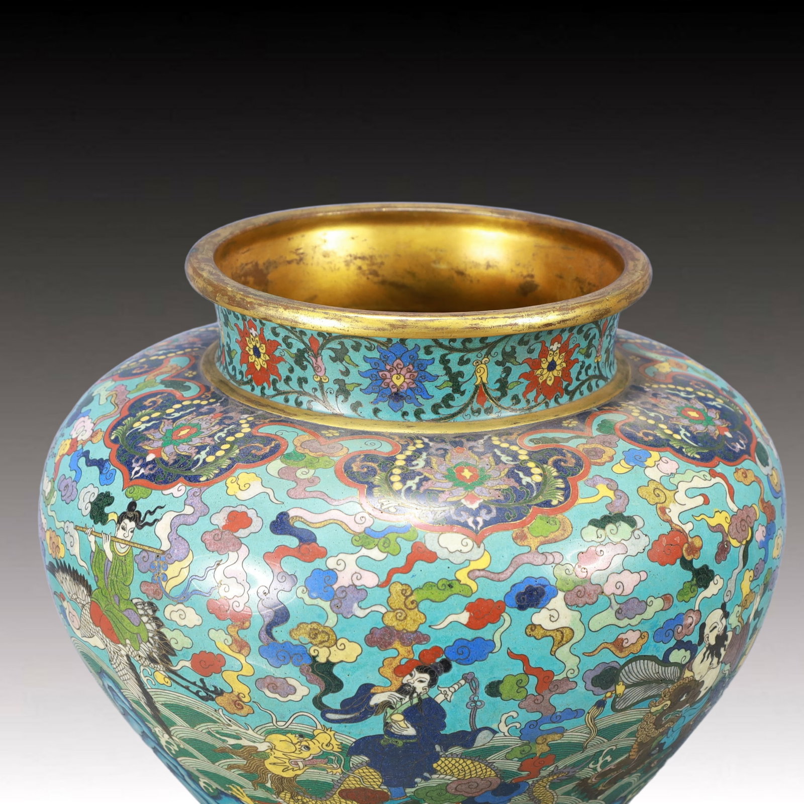 An Exquisite Cloisonne Auspicious Cloud Figure Pattern Vase - 2
