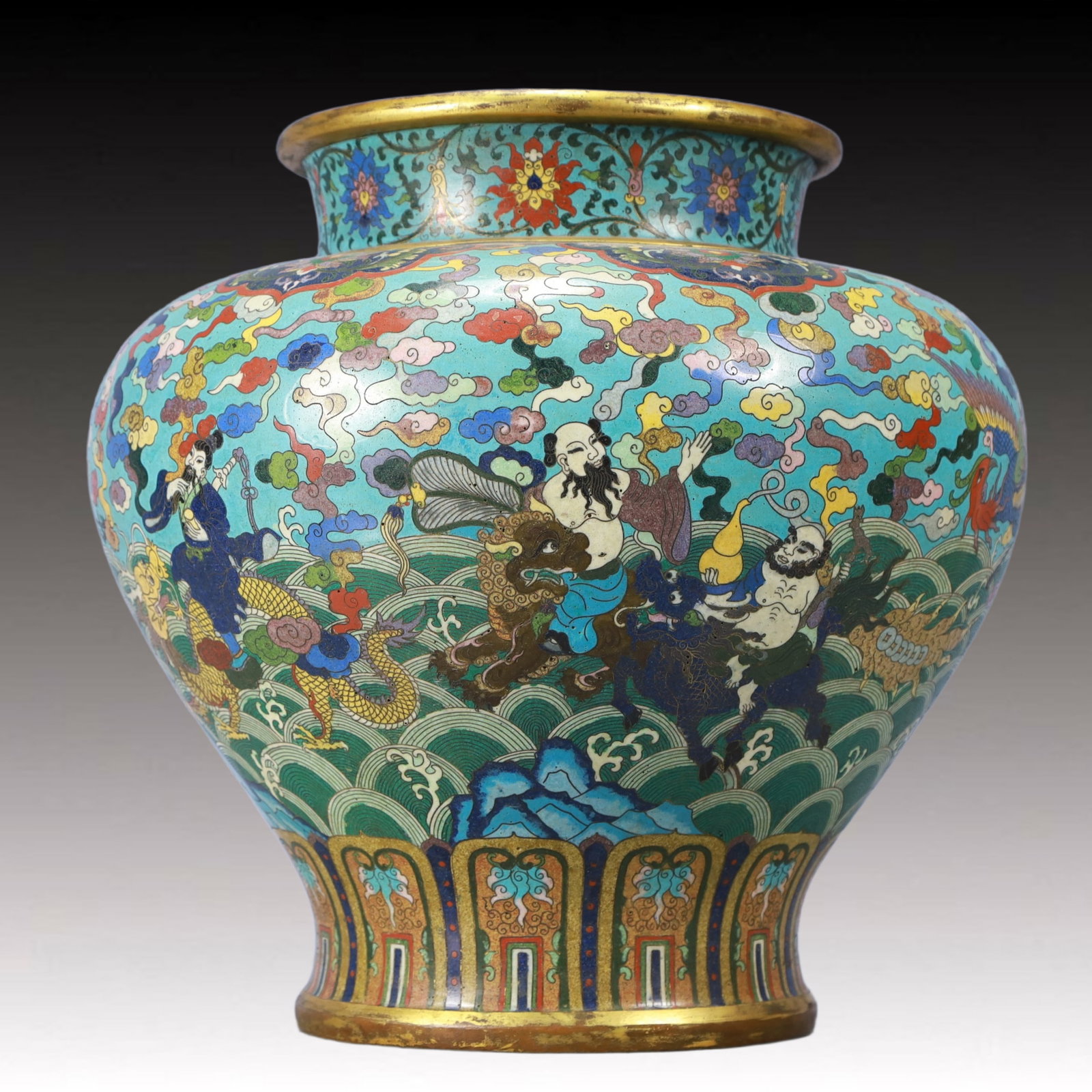 An Exquisite Cloisonne Auspicious Cloud Figure Pattern Vase - 4