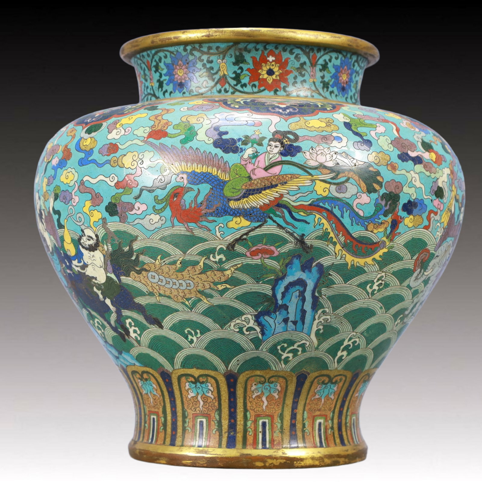 An Exquisite Cloisonne Auspicious Cloud Figure Pattern Vase - 6