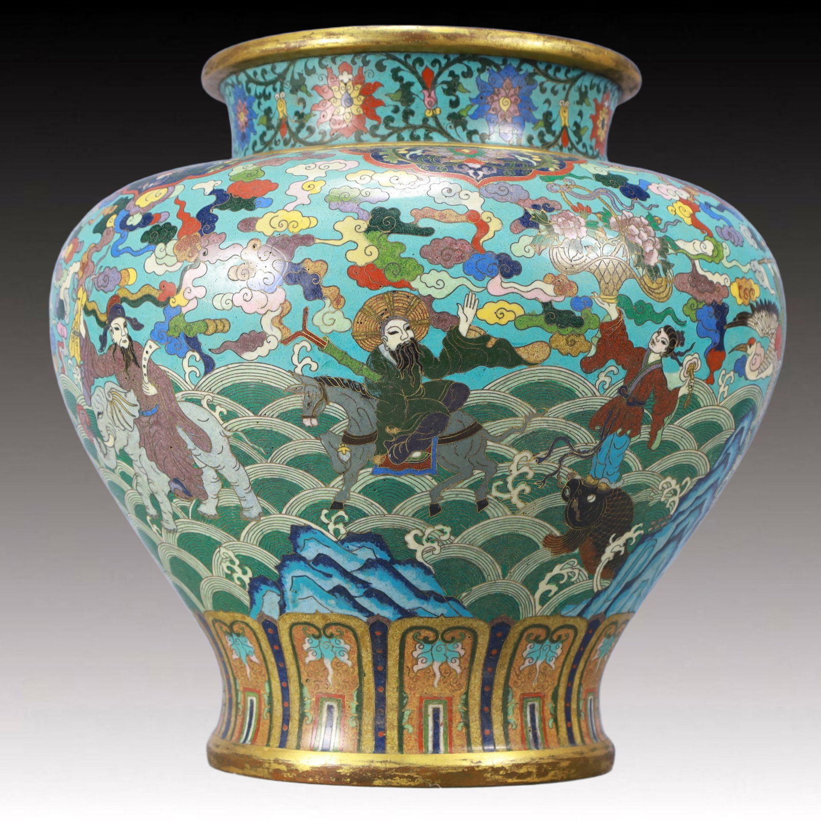 An Exquisite Cloisonne Auspicious Cloud Figure Pattern Vase - 8