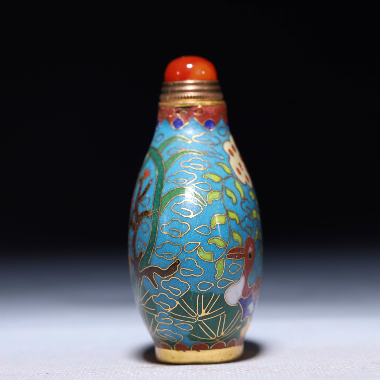 An Exquisite Cloisonne Duck Pattern Snuff Bottle - 3
