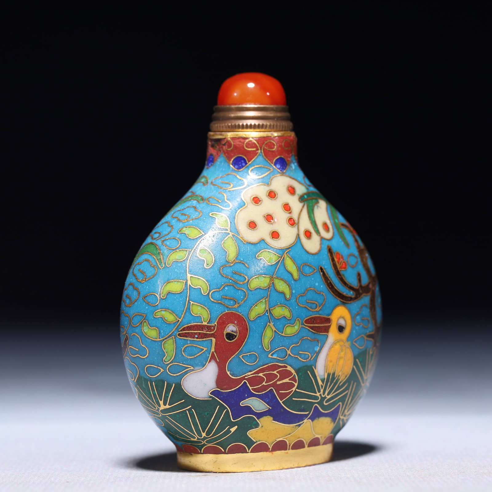 An Exquisite Cloisonne Duck Pattern Snuff Bottle - 4