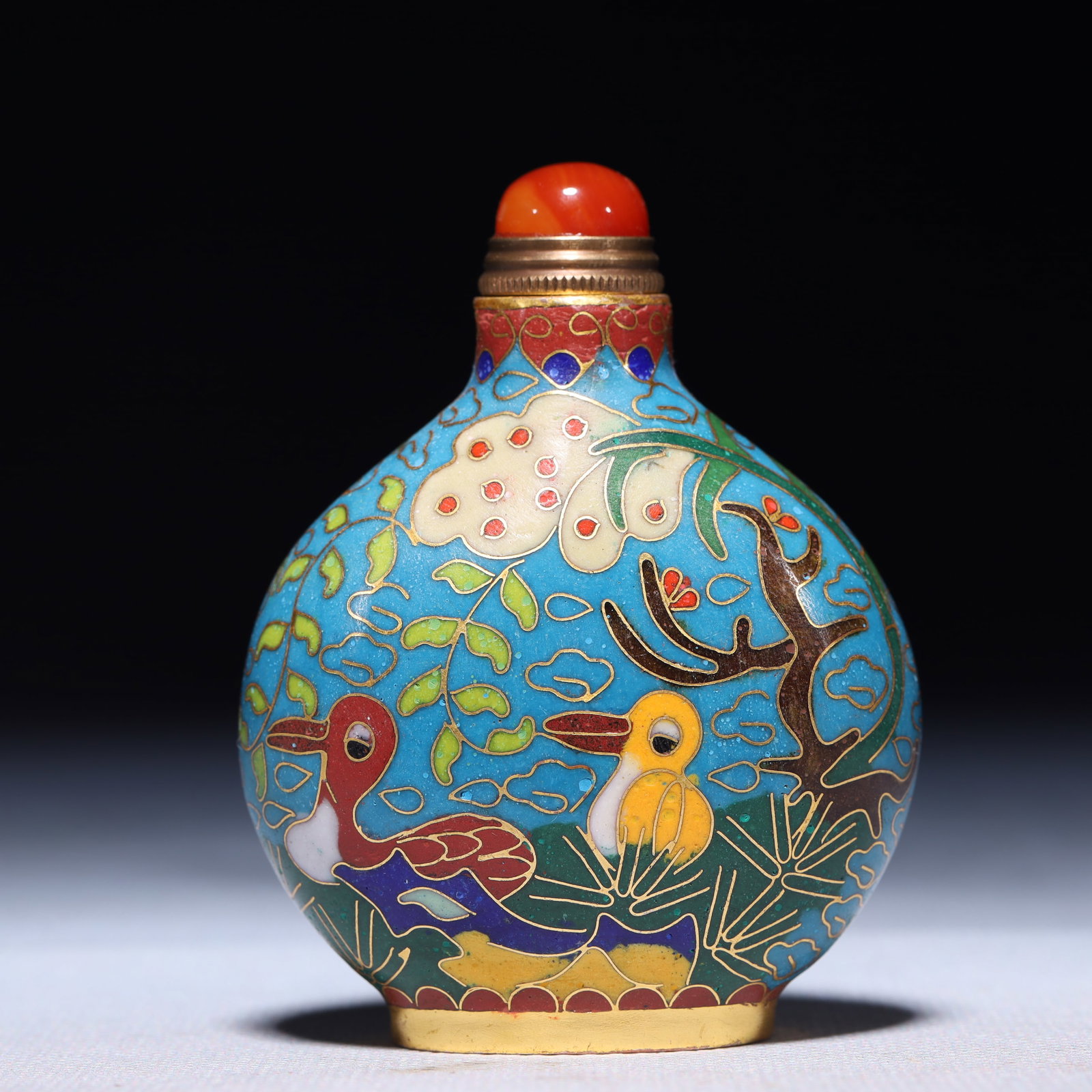 An Exquisite Cloisonne Duck Pattern Snuff Bottle - 5