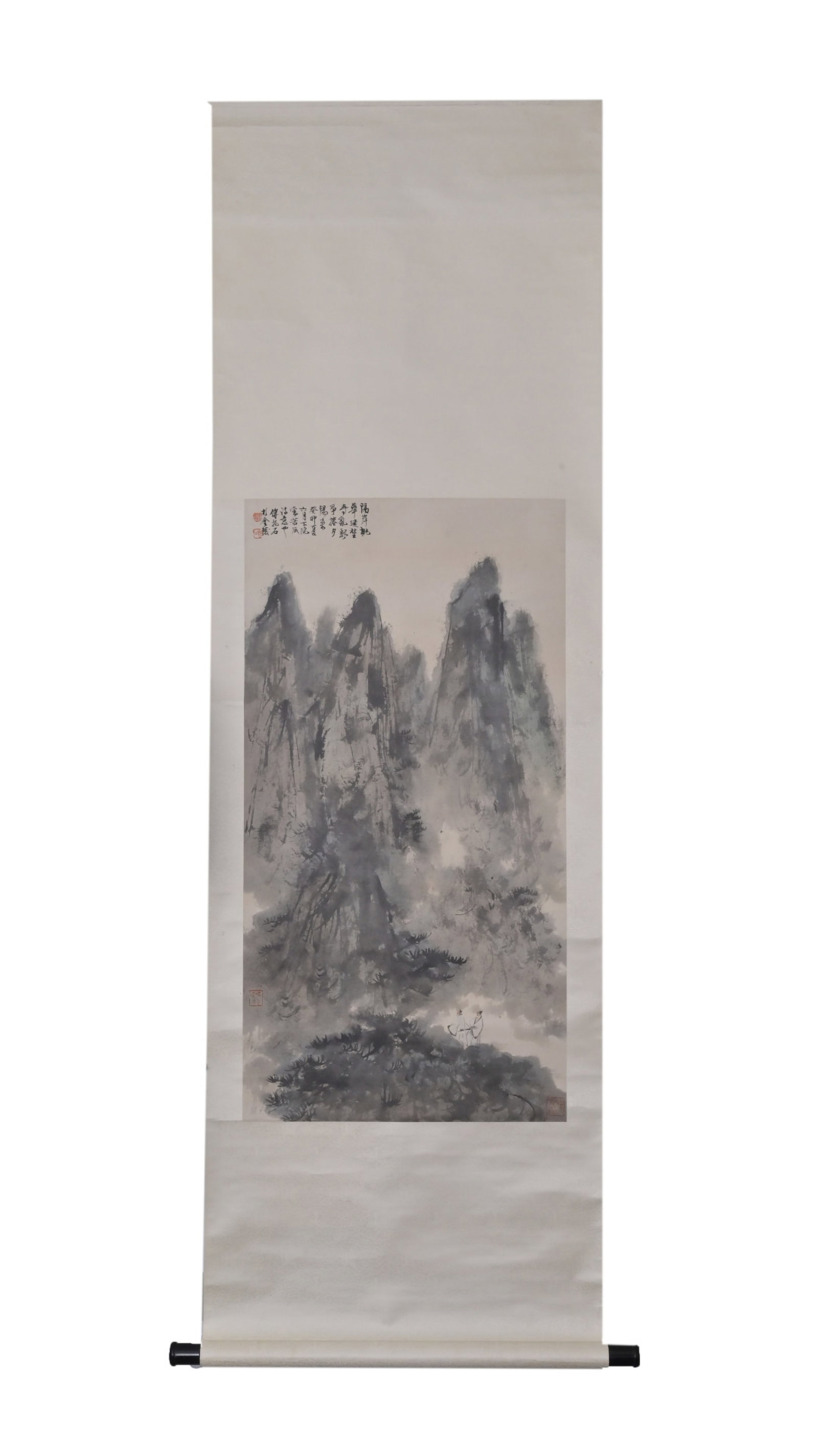 A Chinese Vertical Scroll Ink Painting of Landscape on Paper (1 of 9)