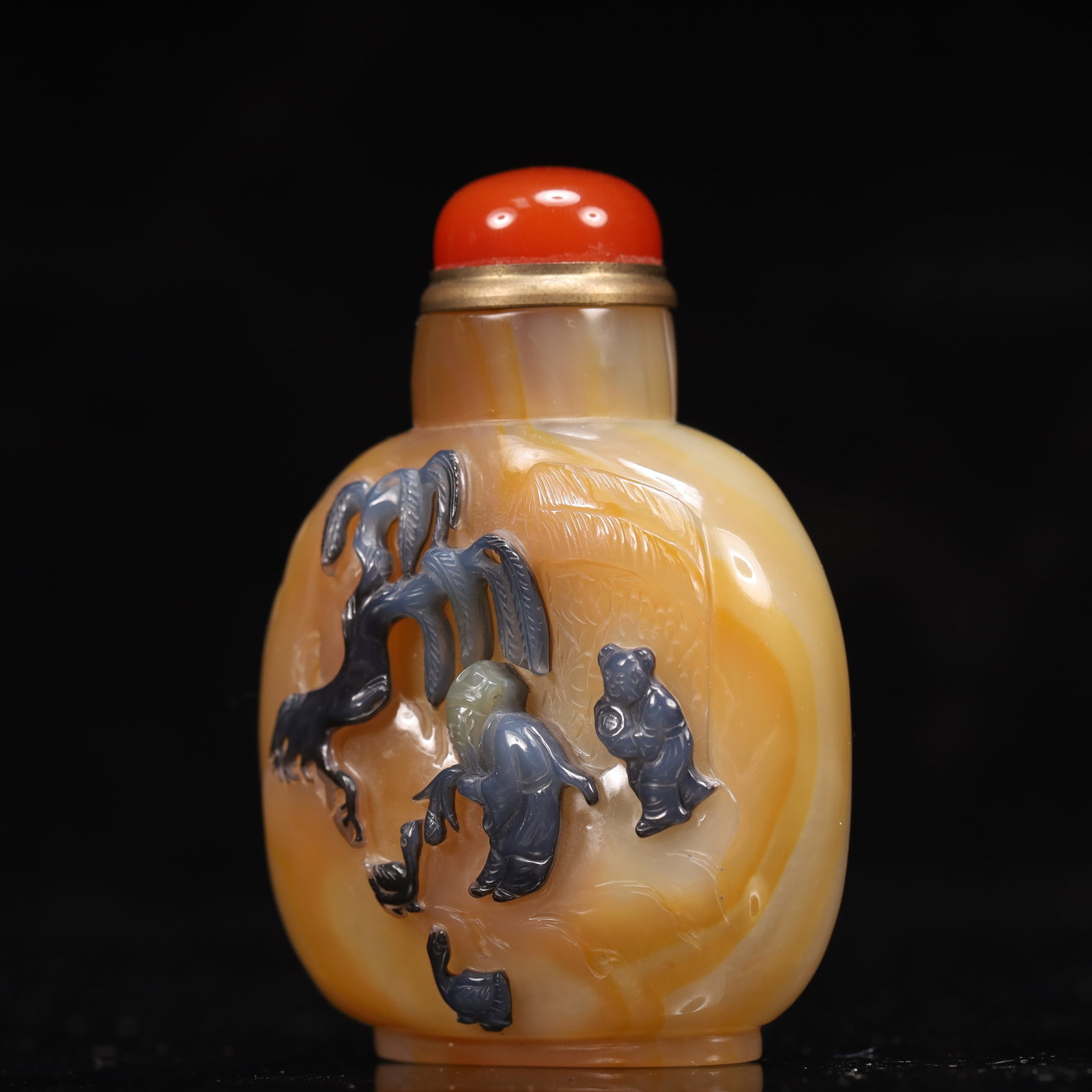 An Exquisite Agate Figure and Goose Pattern Snuff Bottle - 2