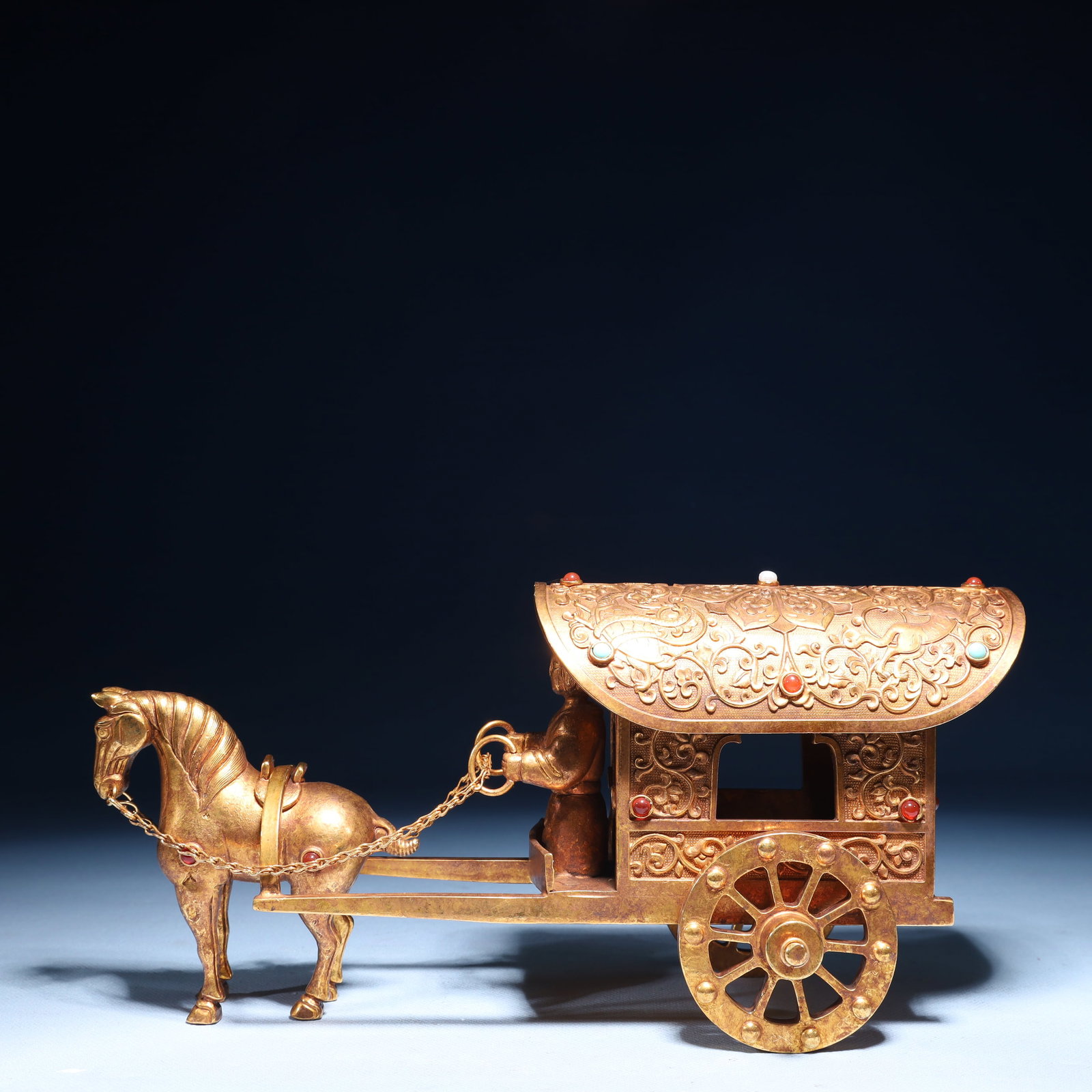 An Exquisite Gilt Bronze Lotus and Phoenix Pattern Carriage Ornament,Inlaid Gems (1 of 13)