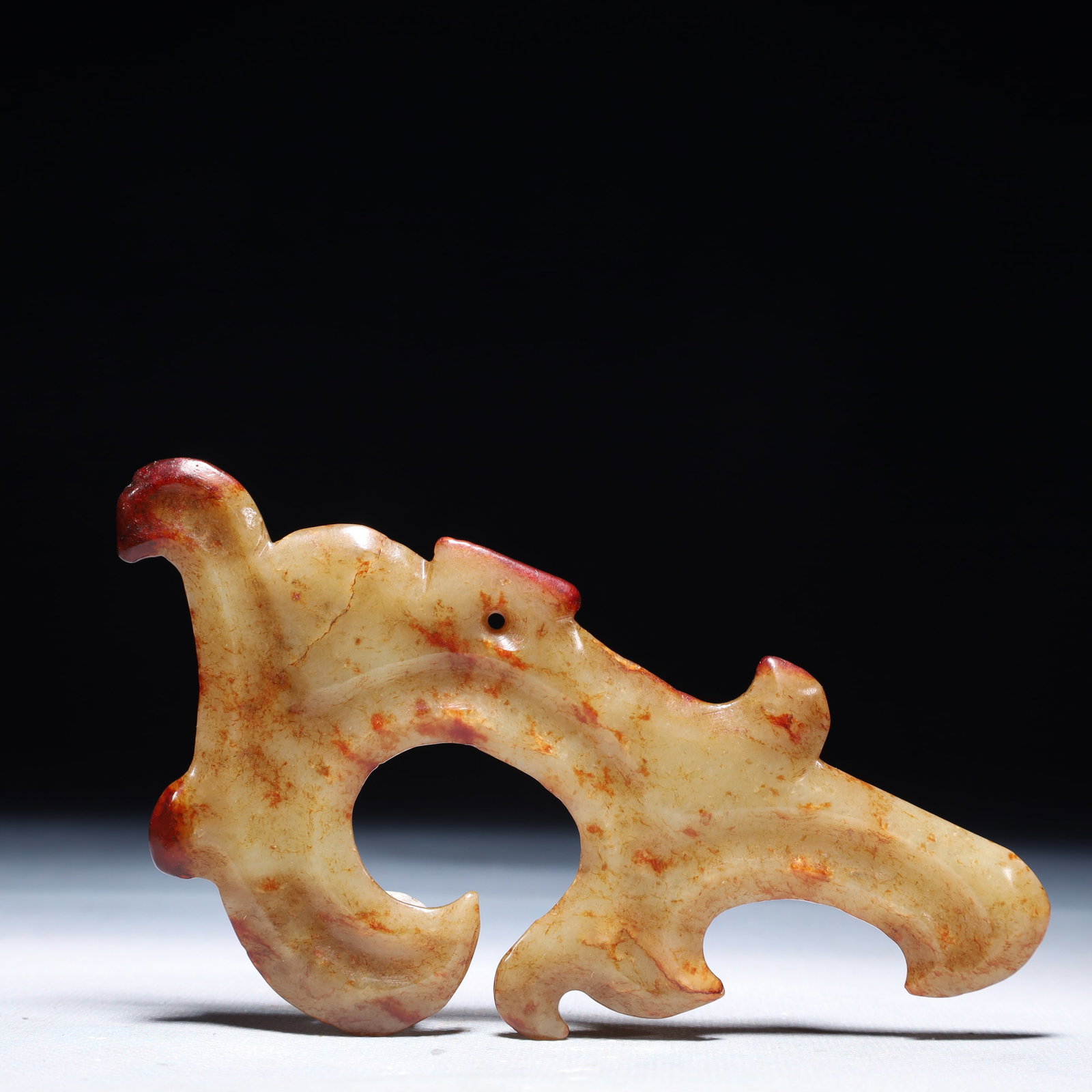 An Archaic Hongshan Culture White Jade Pendant: An Archaic Hongshan Culture White Jade Pendant,Ancient Time,China,Size:5.5inx2.6in,Weight:65.1g