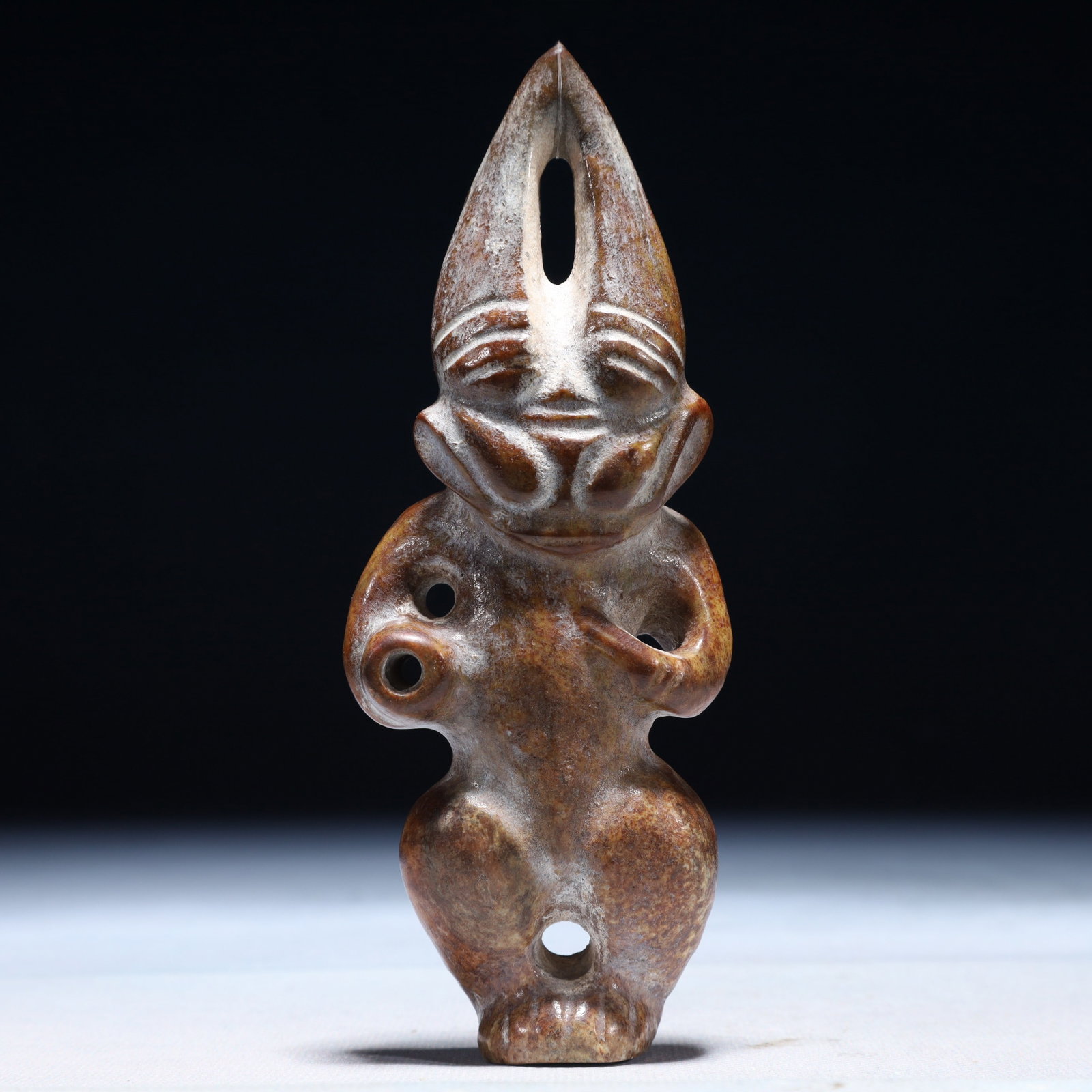 An Archaic Hongshan Culture Yellow Jade Figure Ornament: An Archaic Hongshan Culture Yellow Jade Figure Ornament,Ancient Time,China,Size:2.2inx0.8inx5.7in,Weight:200g