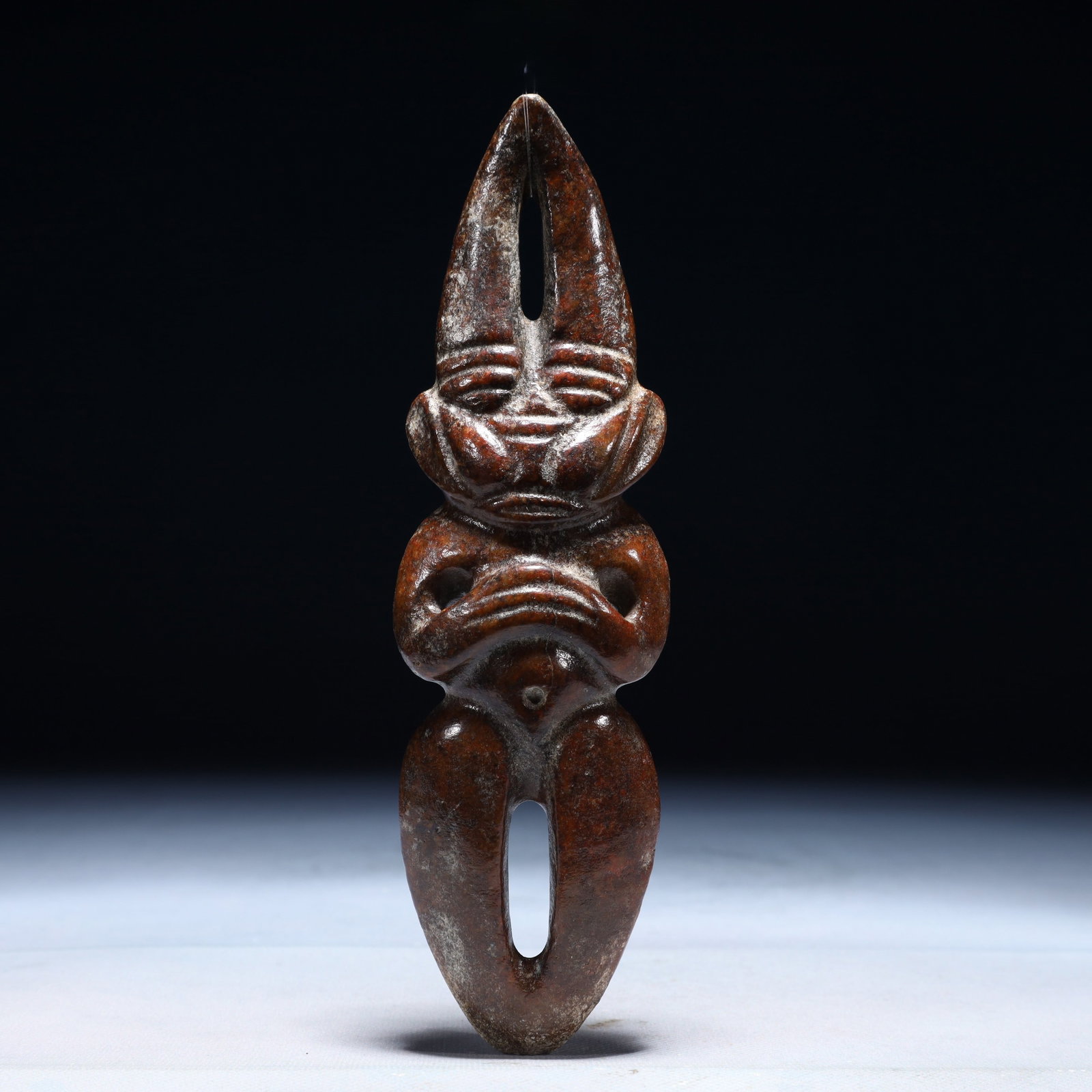 An Archaic Hongshan Culture Yellow Jade Figure Pendant: An Archaic Hongshan Culture Yellow Jade Figure Pendant,Ancient Time,China,Size:2.2inx0.8inx7.9in,Weight:300g