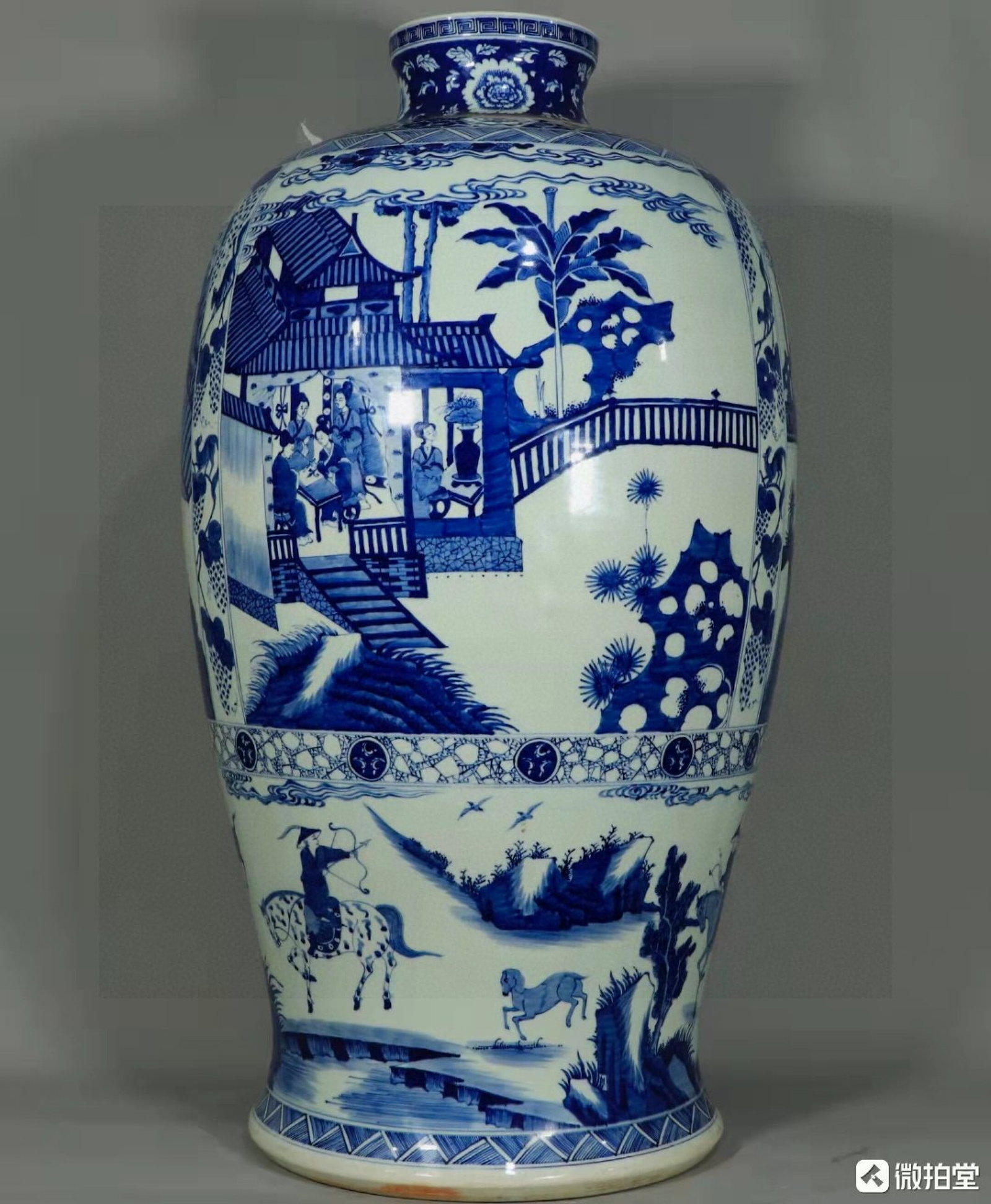 A Huge Blue and White Character and Story Pattern Vase (1 of 9)