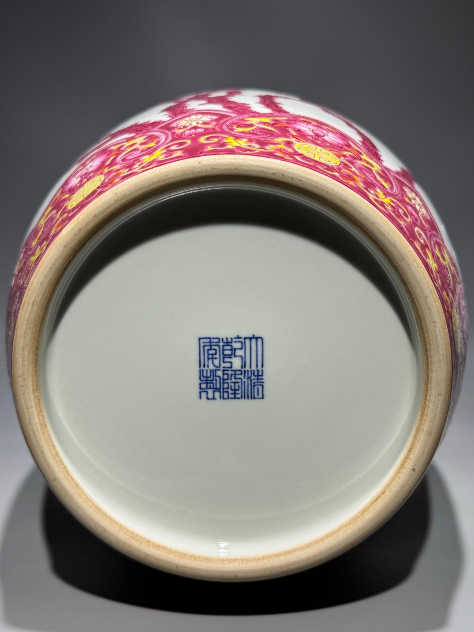 A Huge Ruby red-Glazed Peony Pattern Vase,with poem - 8