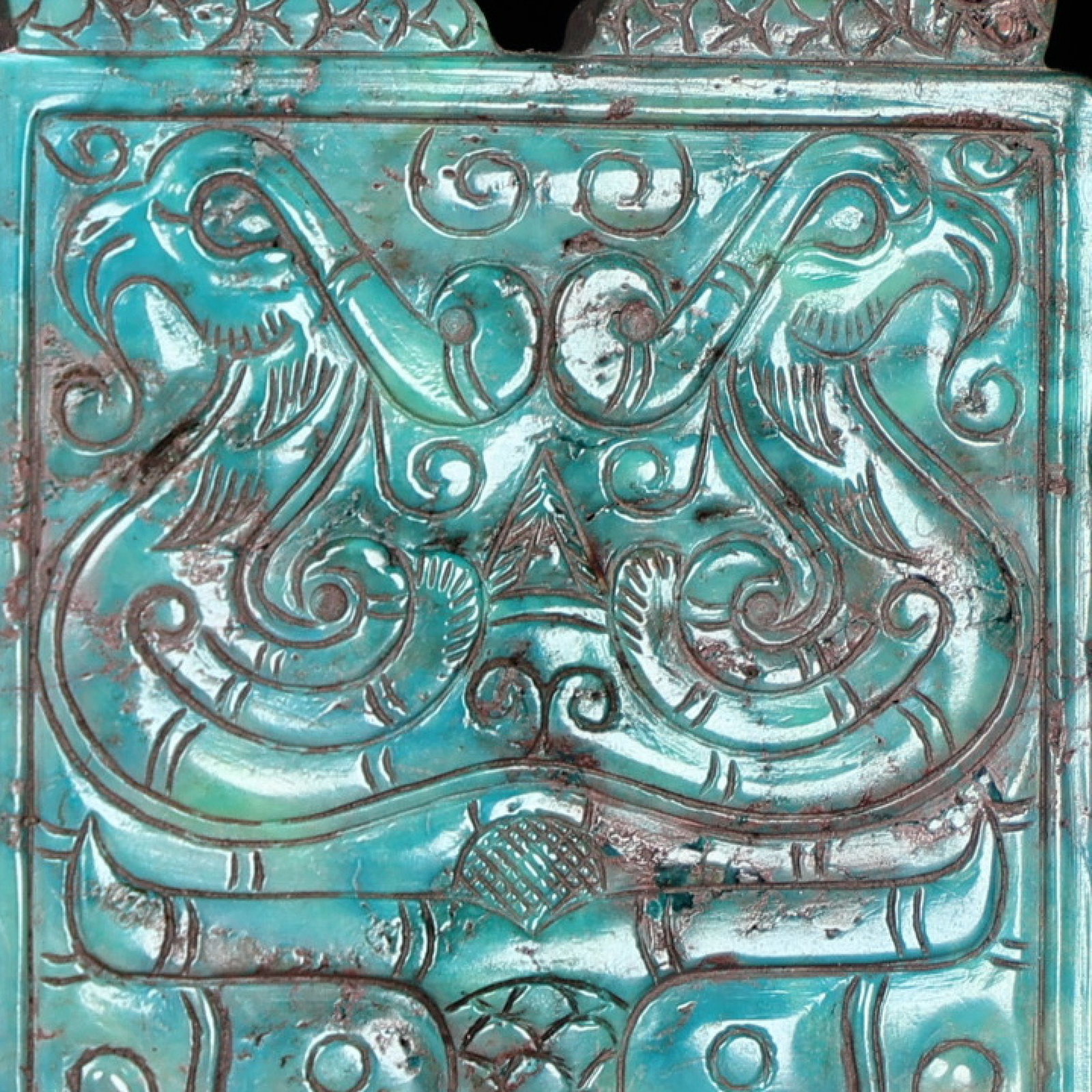 Turquoise Dragon and Phoenix Pattern Pendant - 3