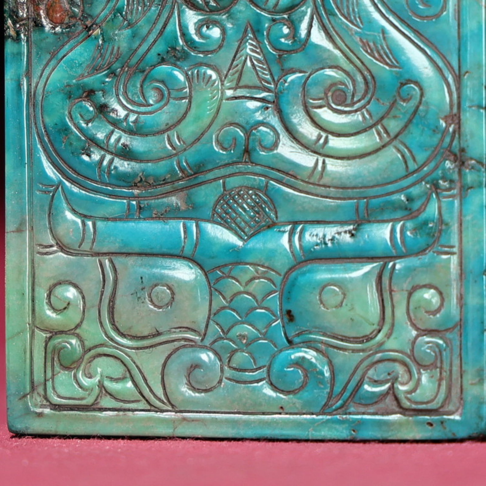 Turquoise Dragon and Phoenix Pattern Pendant - 5