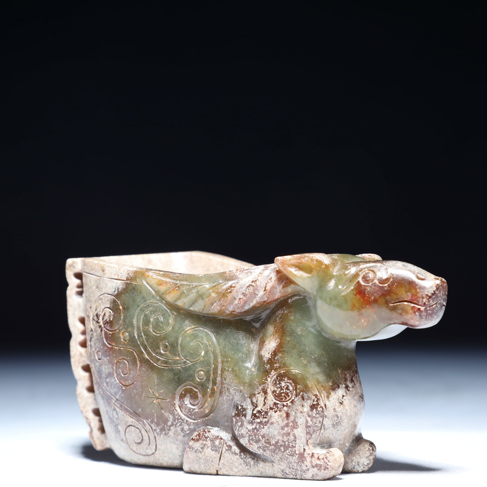 An Exquisite Green Jade Auspicious Cloud Pattern Buffalo Ornament - 2