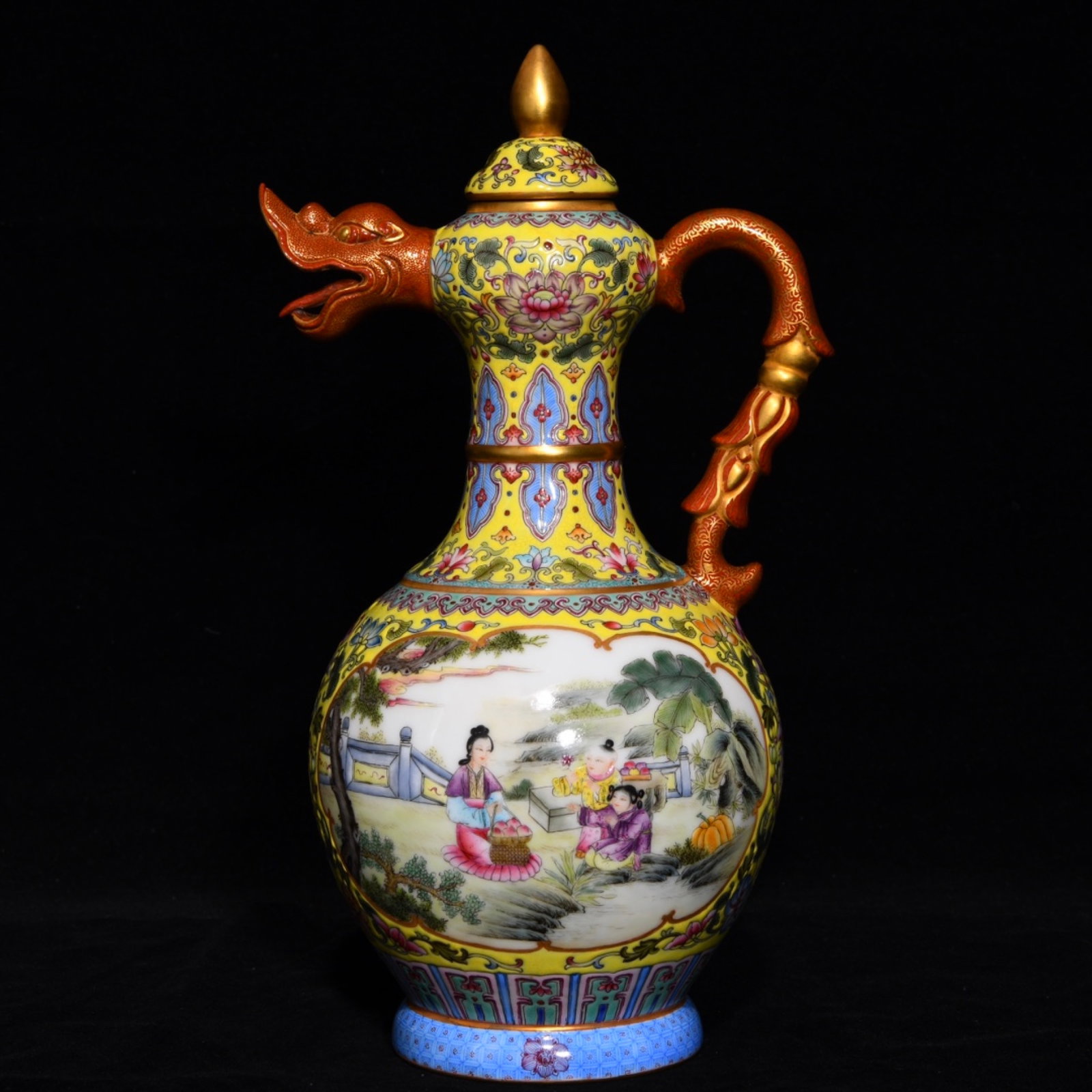 An Exquisite Enamel Painted Gold Character and Story Pattern Pot (1 of 9)