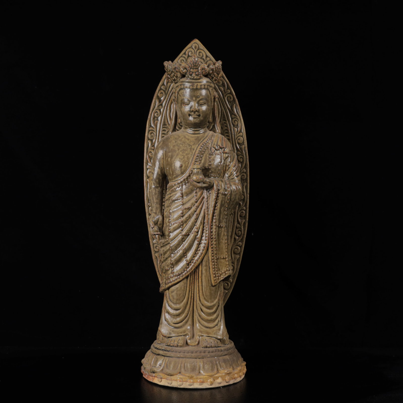 An Exquisite Yao zhouyao Statue of Avalokitesvara: An Exquisite Yao zhouyao Statue of Avalokitesvara,Song Dynasty,China,Size:18.5inx5.9inx5.9in,Weight:2880g耀州窑观音像,中国宋代