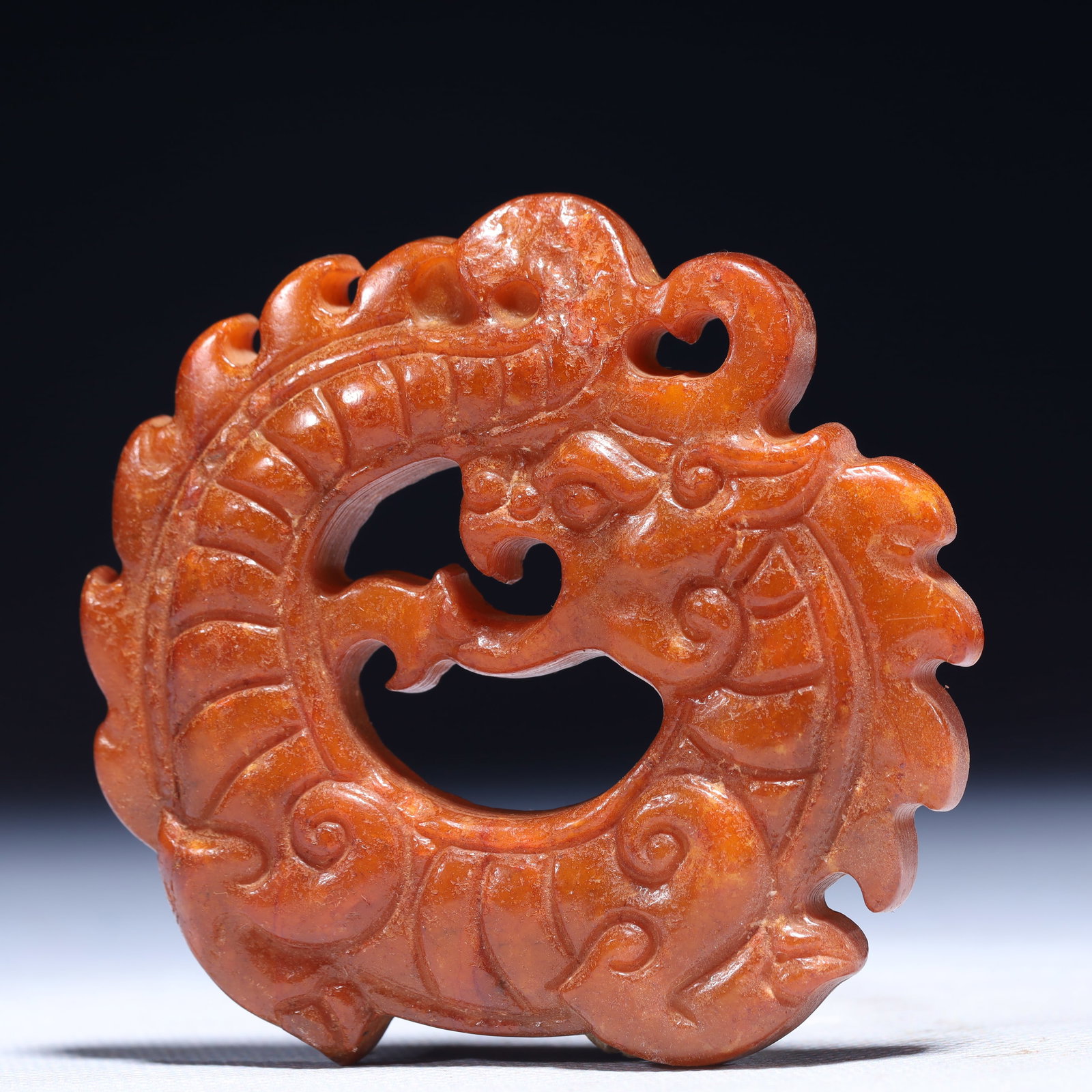 An Exquisite Archaic Jade Dragon Pattern Pendant - 2