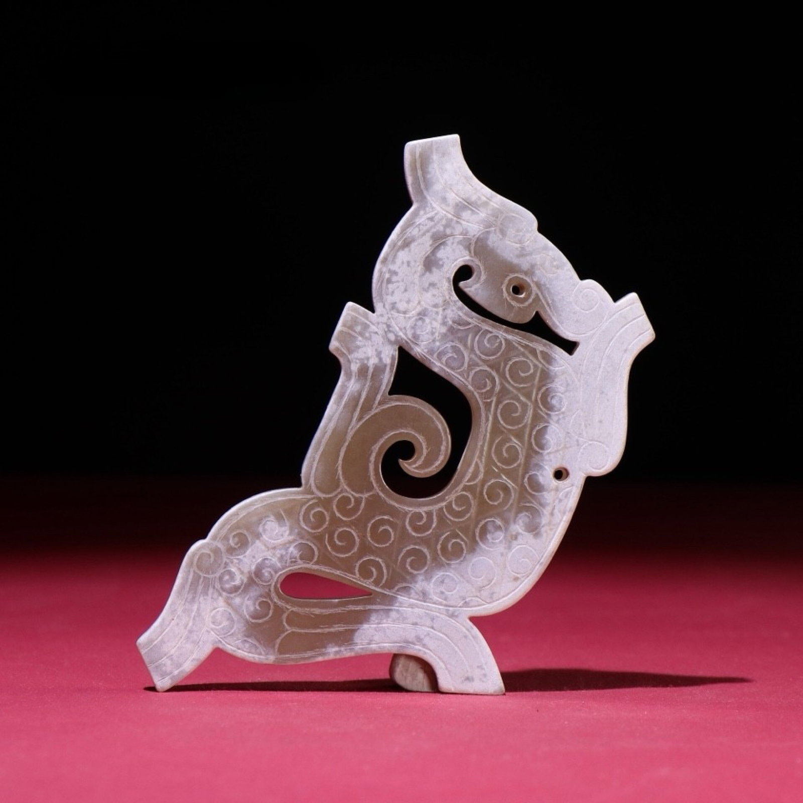 White Jade Dragon Pendant: White Jade Dragon Pendant,Qing Dynasty,China,Size:4.2inx2.3inx0.2in,Weight:54g 白玉龙佩,中国清代