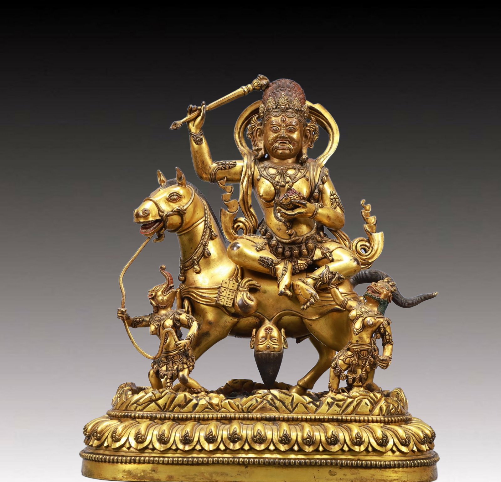A Solemn Gilt Bronze Statue of Vajra: A Solemn Gilt Bronze Statue of Vajra,Ming Dynasty, China,Size:15.4inx9.6inx17.7in Weight:20550g 铜鎏金金刚像,中国明代