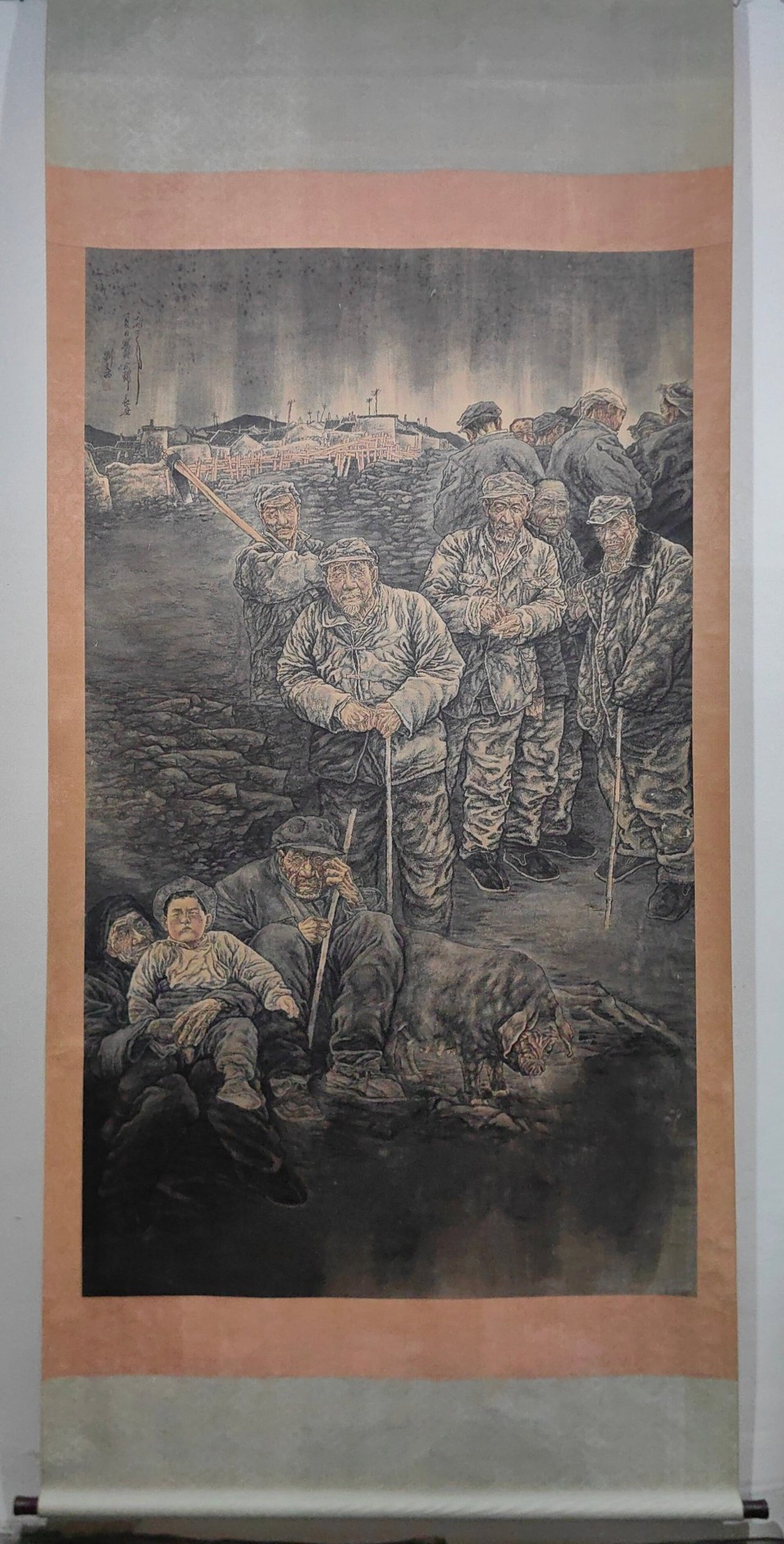 A Chinese Vertical Scroll Ink Painting of Figure and Story on Paper (1 of 6)