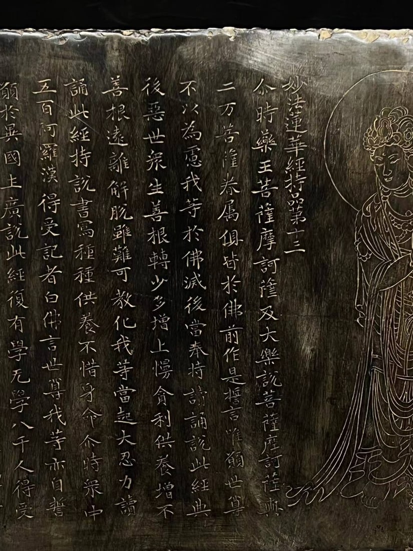 A Rare Limestone Buddha Pattern Ornament,With Scriptures - 6