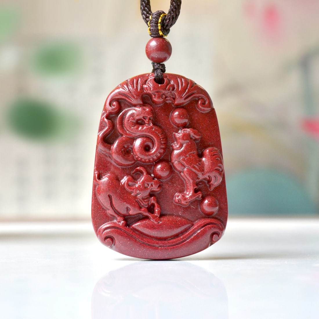 An Exquisite Cinnabar Animal Pattern Pendant - 3