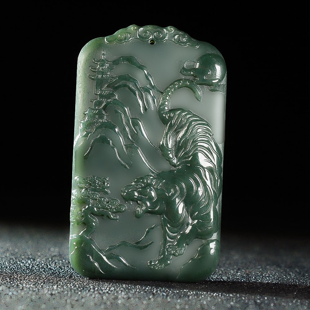 An Exquisite Sapphire Landscape and Tiger Pattern Pendant (1 of 6)