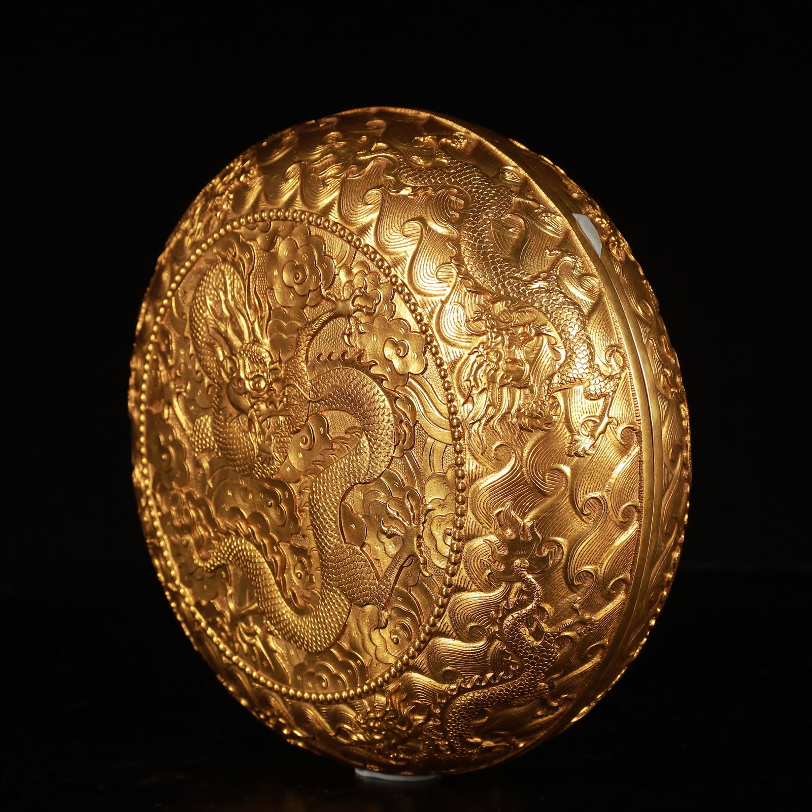 An Exquisite Gilt Bronze Dragon Pattern Box with Cover - 5
