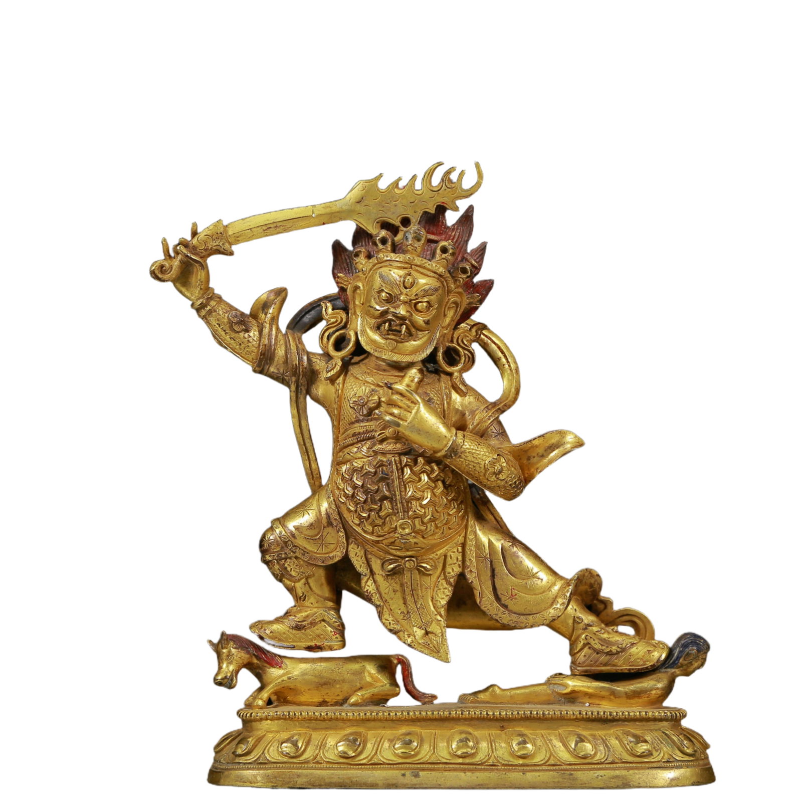A Solemn Gilt Bronze Statue of Mammon: A Solemn Gilt Bronze Statue of Mammon,Ming Dynasty, China,Size: 5.9inx2.4inx7.1in,Weight:1400g 铜鎏金财神像，明代