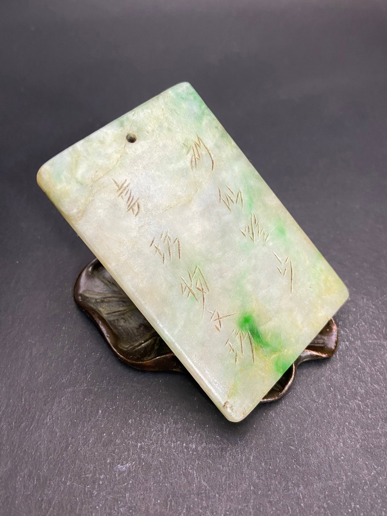 An Exquisite Jadeite Golden Toad Figure Pattern Pendant,with poem - 5