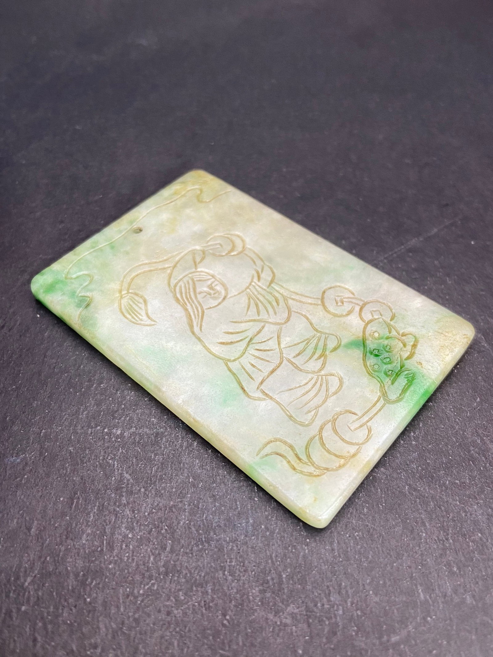 An Exquisite Jadeite Golden Toad Figure Pattern Pendant,with poem - 7