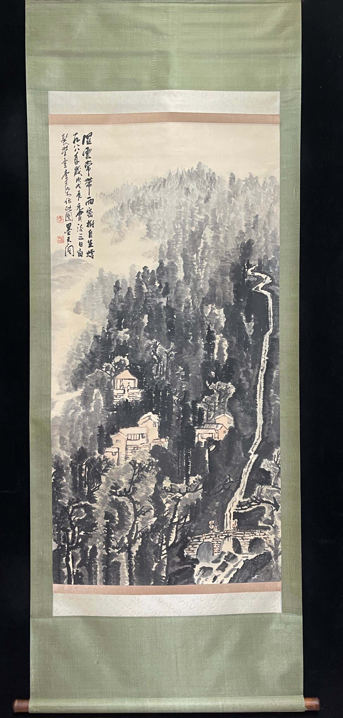A Chinese Vertical Scroll Ink Painting of Landscape on Paper,Li Keran (1 of 6)