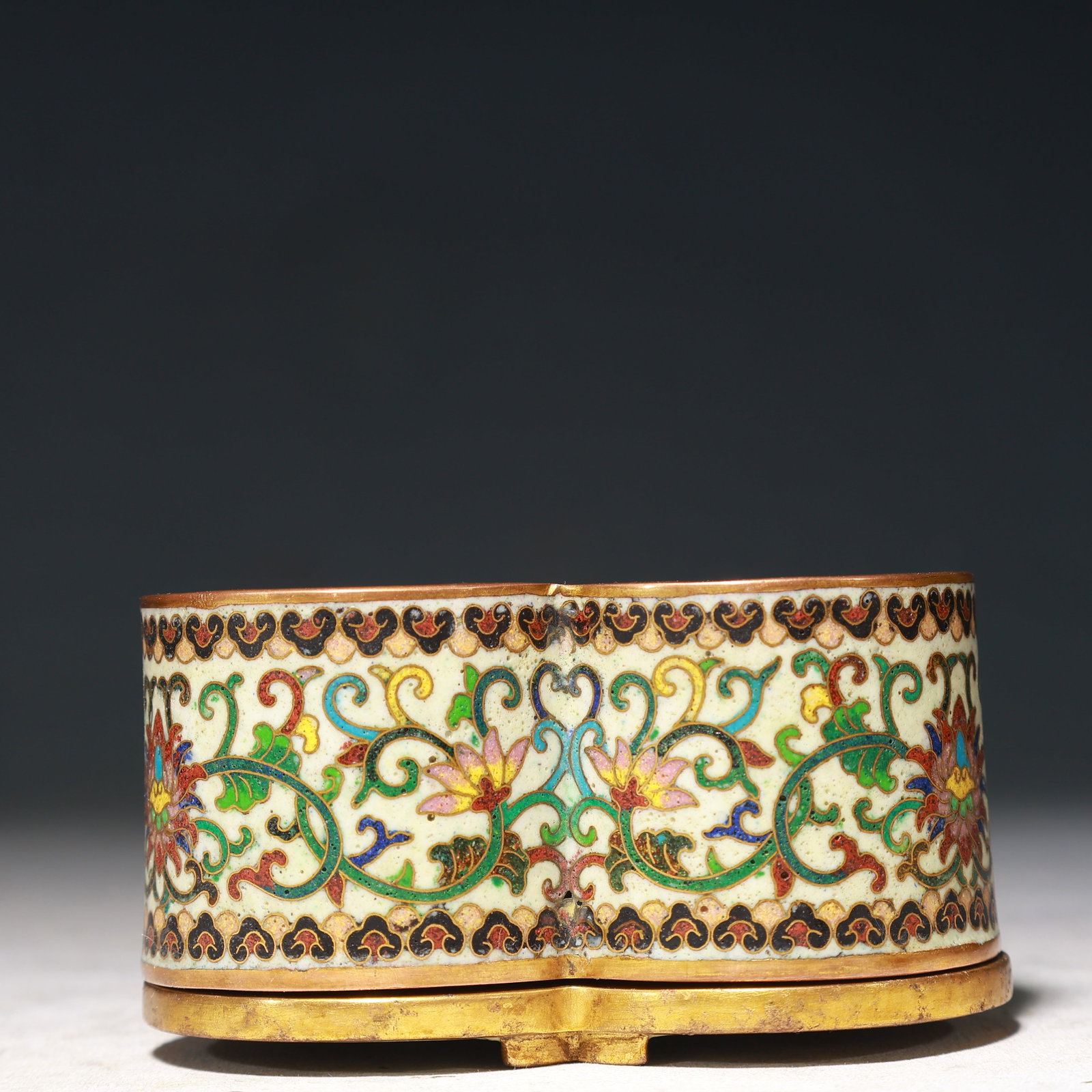 An Exquisite Cloisonne Pine,Bamboo and Plum Blossom Pattern Box with Cover: An Exquisite Cloisonne Pine,Bamboo and Plum Blossom Pattern Box with Cover,Qing Dynasty,China,Qianlong Four-character Mark,Size:4.3inx3.7inx2.4in,Weight:800g