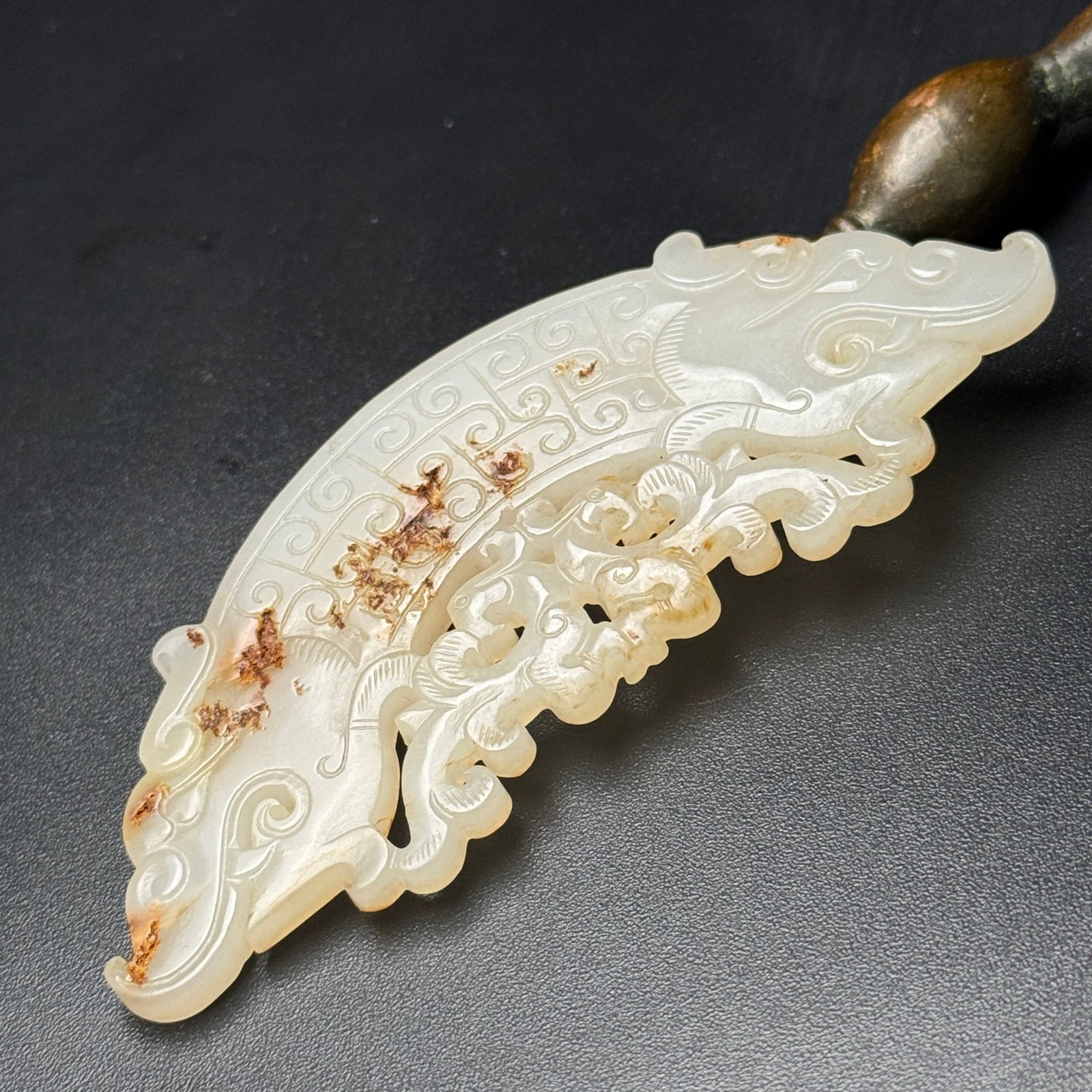 An Exquisite White Jade Auspicious Beast Pattern Pendant - 4