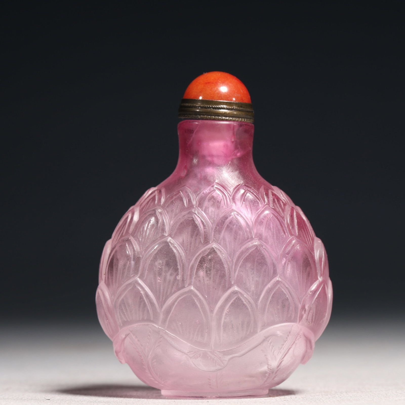 An Exquisite Crystal Lotus Pattern Porcelain Snuff Bottle: An Exquisite Crystal Lotus Pattern Porcelain Snuff Bottle,Qing Dynasty,China,Size:2.2inx1inx3in 水晶莲花纹鼻烟壶,中国清代