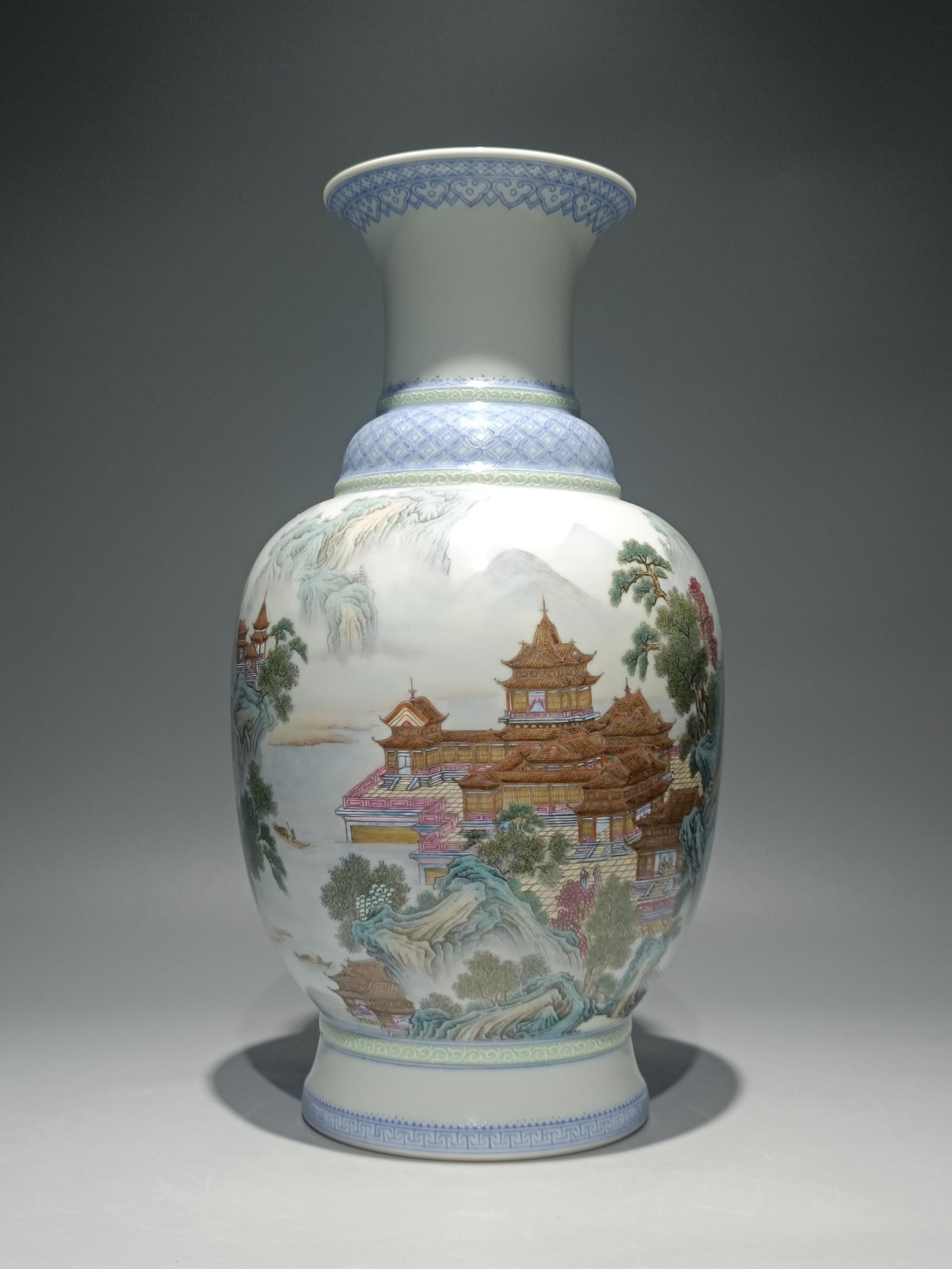 A Rare Enamel Landscape and Figure Pattern Vase,With Poem: A Rare Enamel Landscape and Figure Pattern Vase,With Poem,Qing Dynasty,China,Yongzheng Six-character Mark,Size:12.1inx6.3in