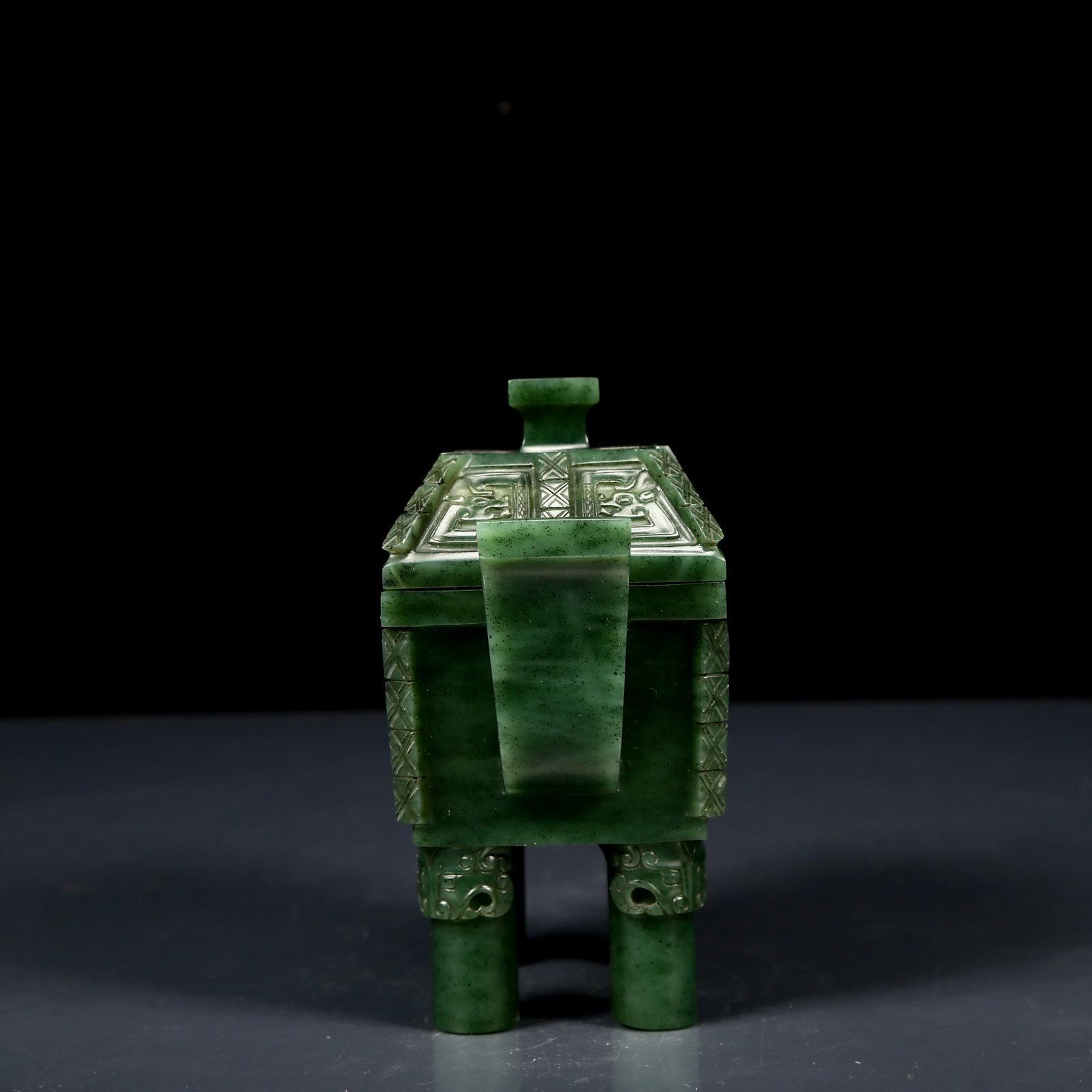 An Exquisite Jasper Beast-Face Pattern Double-Ears Censer - 7