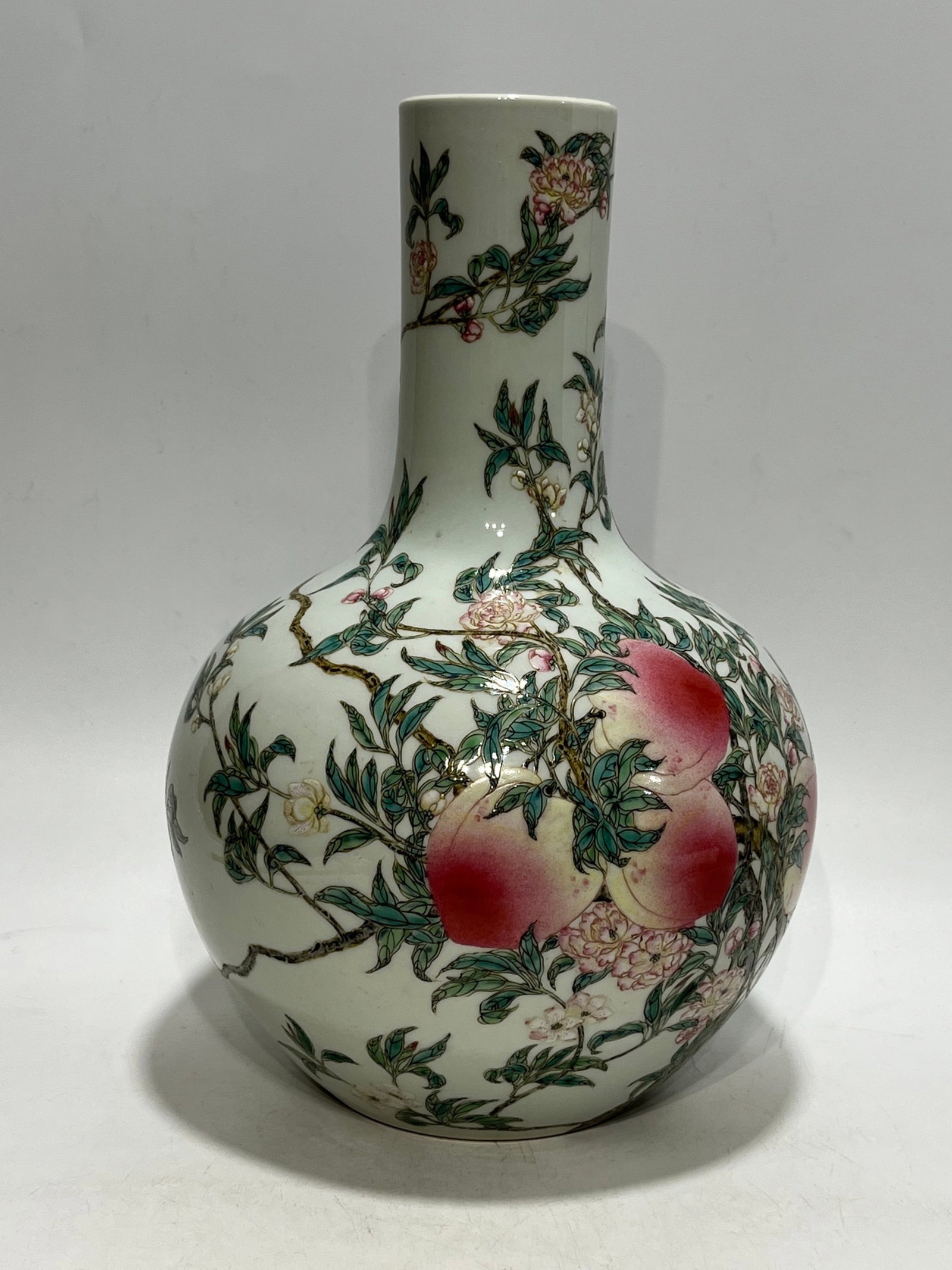 A Rare Famille-Rose Bats and Peach Pattern Vase (1 of 8)